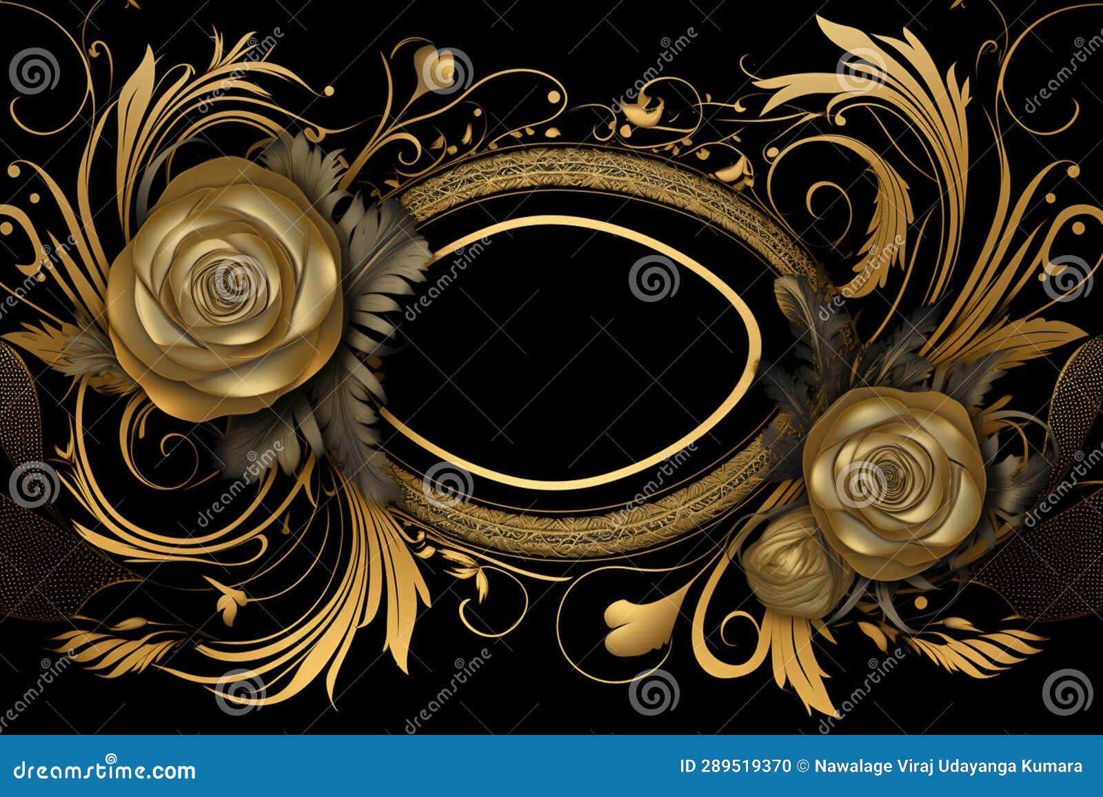 Vintage Golden Frame Design. Generative Ai Stock Illustration