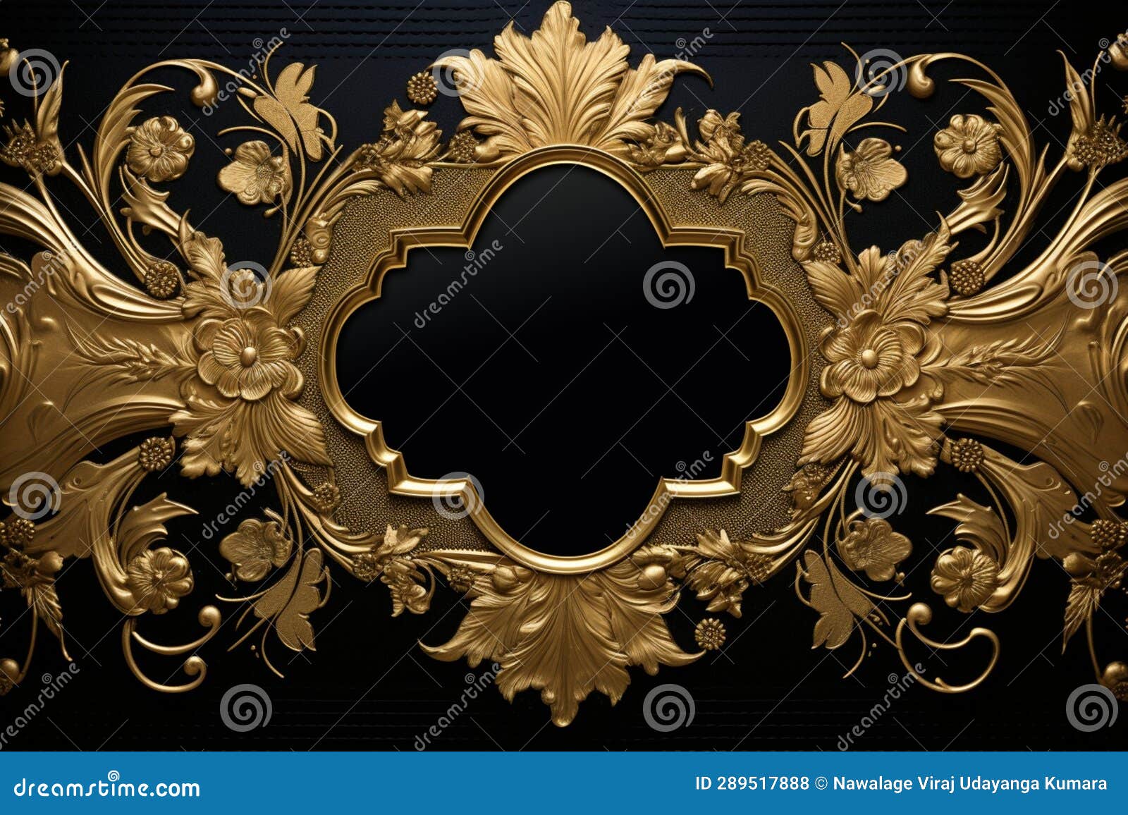 Vintage Golden Frame Design. Generative Ai Stock Illustration