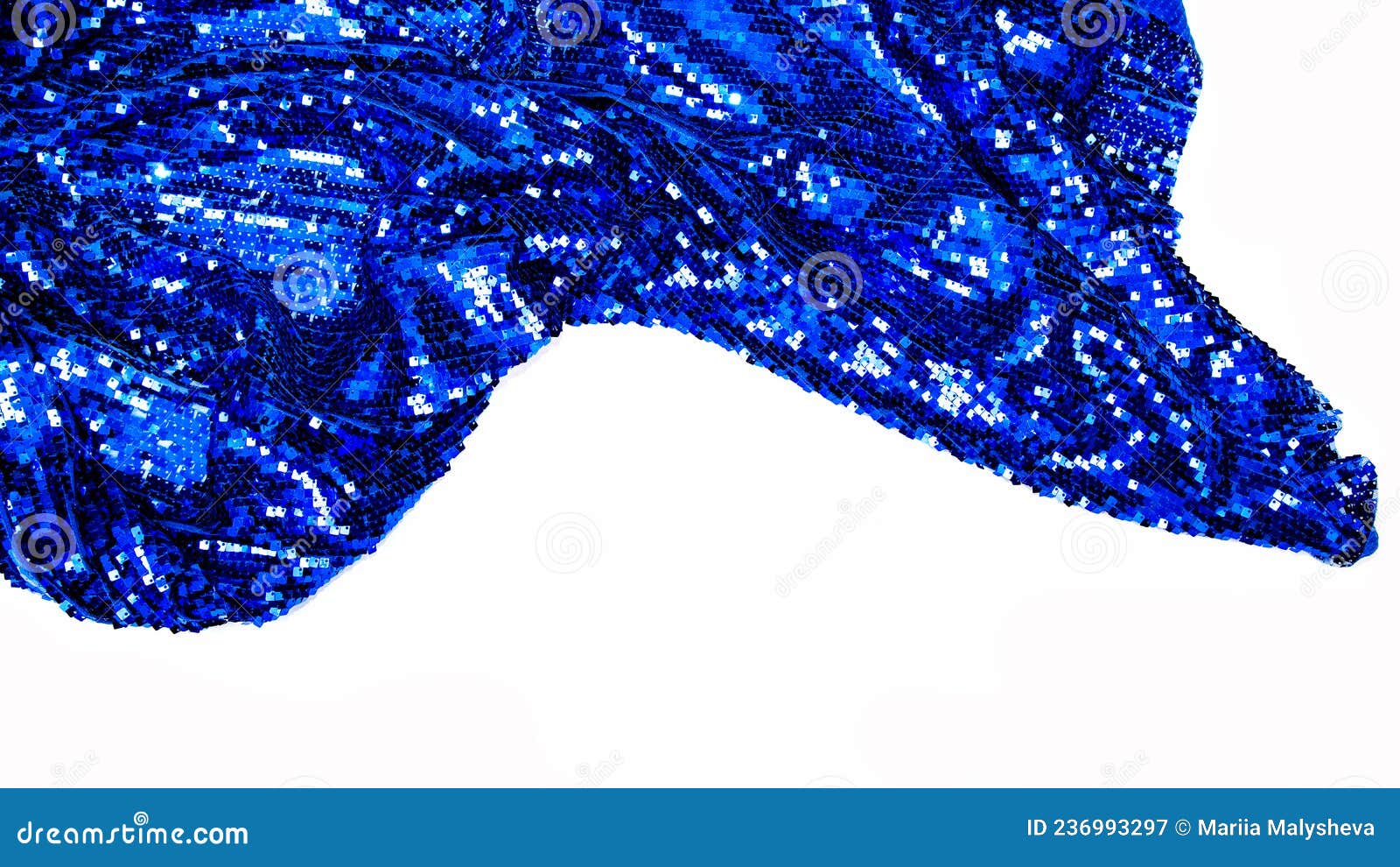 Luxury Abstract Background with Blue Sequins on Fabric. Sequins Fabrics