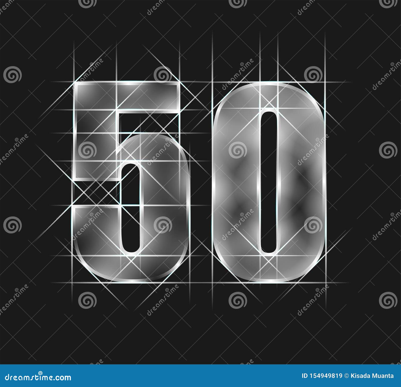 luxury abstract scintillation emerald crystal glass number 50 fifty character. gray tone background.   eps10