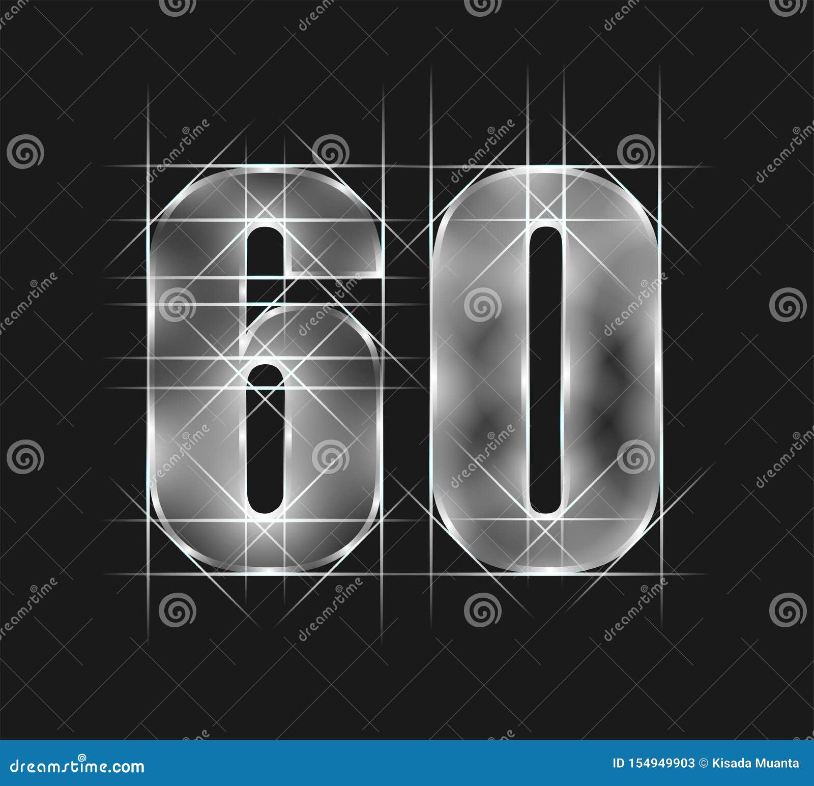 luxury abstract scintillation emerald crystal glass number 60 sixty character. gray tone background.   eps10