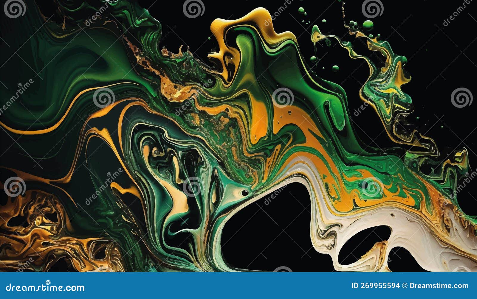 Emerald Green With Gold Marble Texture Wallpaper, Black With