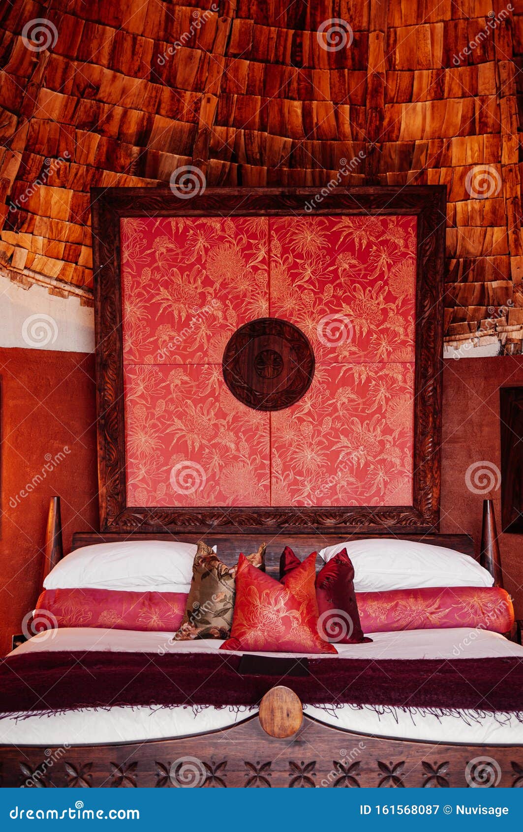 Luxury African Tribal Hut Bedroom Interior with Old Vintage Wooden ...