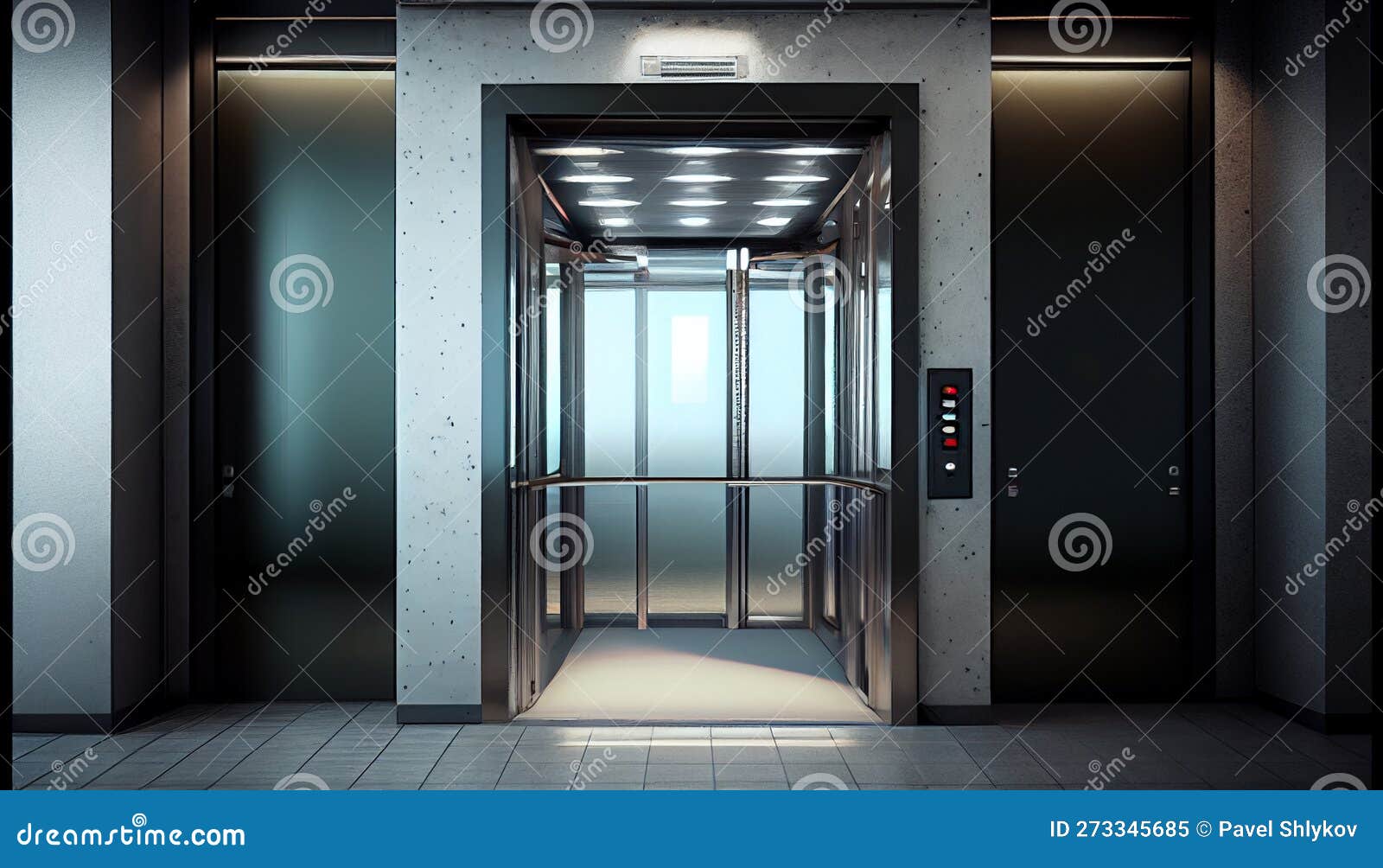 Apartment Interior with Modern Lift. Stock Illustration Illustration
