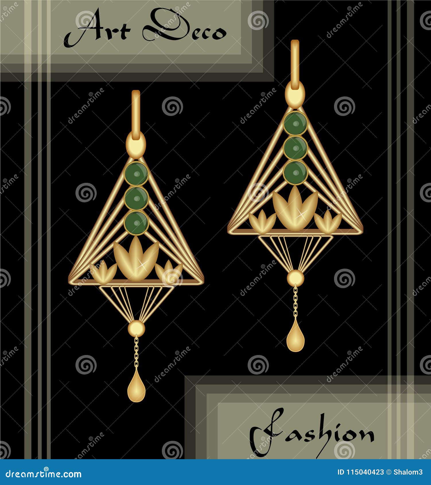 Art Deco Earrings Collection Luxury Golden Stock Vector (Royalty Free)  684050527 | Shutterstock