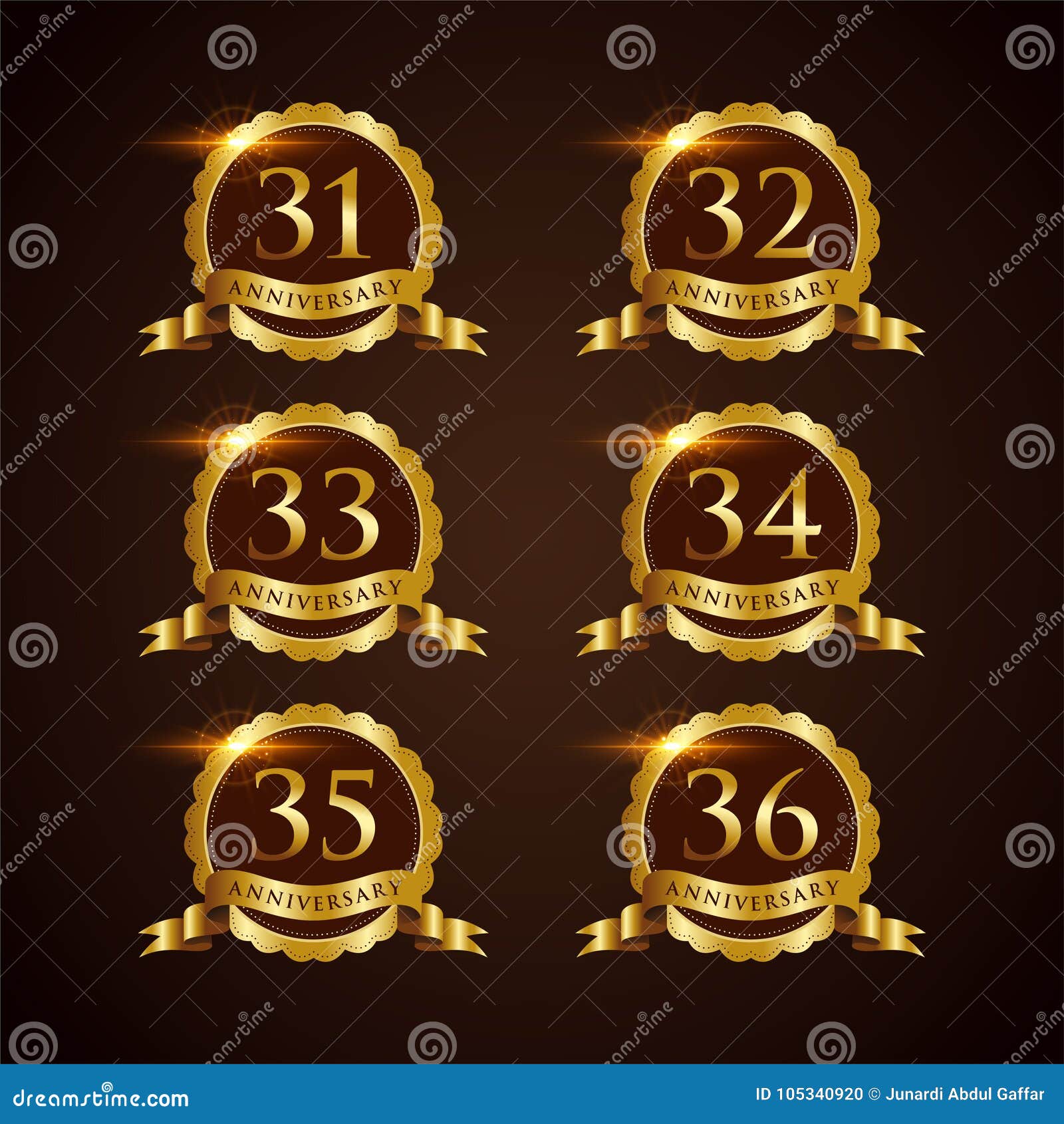 Luxury Badge Anniversary 31-36 Vector Illustrator Eps.10. Luxury Badge Anniversary 31-36 logo design