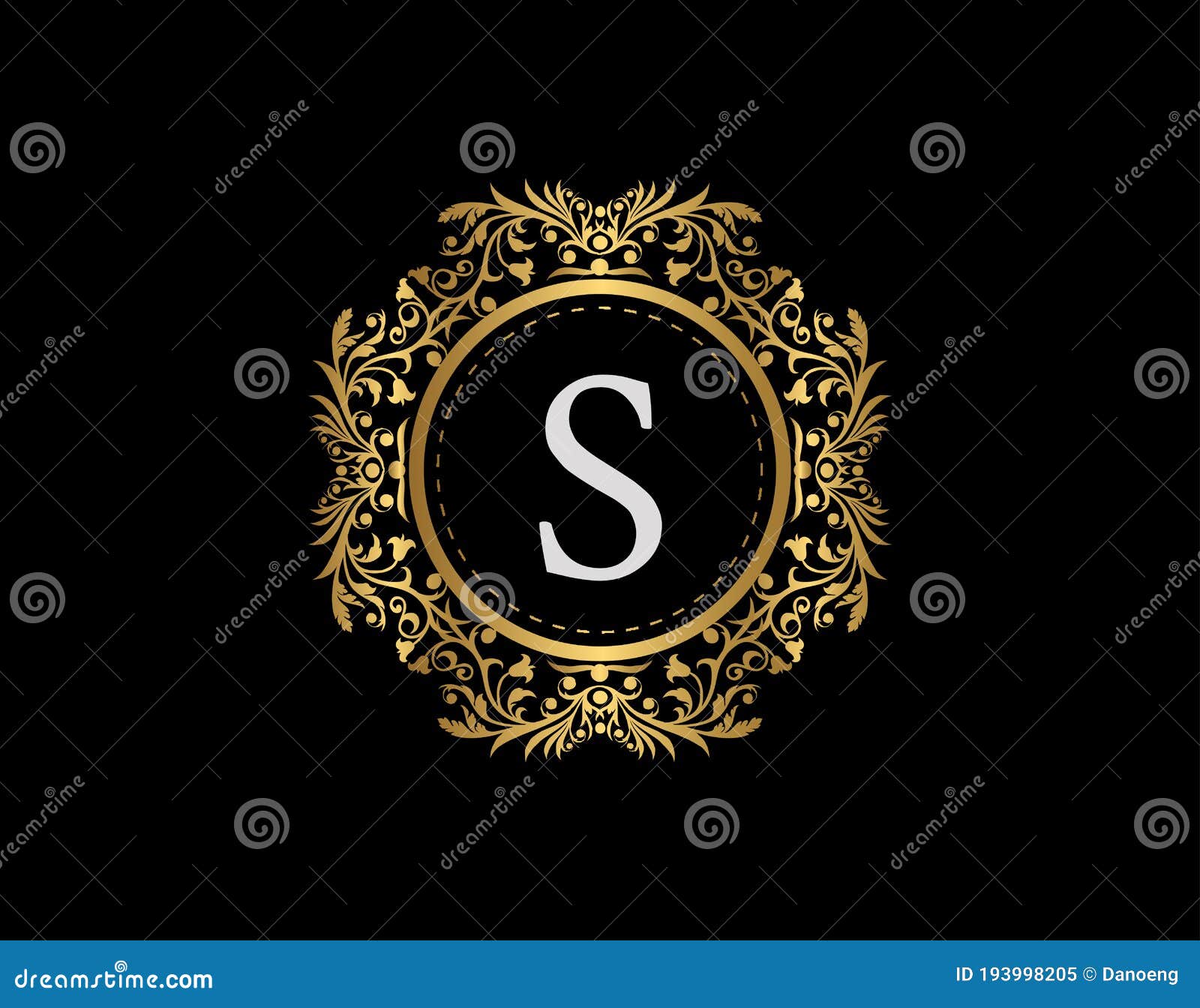 Luxury Badge Letter S Logo. Luxury Gold Calligraphic Emblem with ...