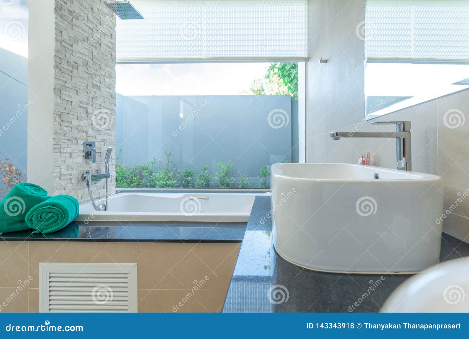 Luxury Bathroom Features Basin Bathtub Stock Photo Image of loft