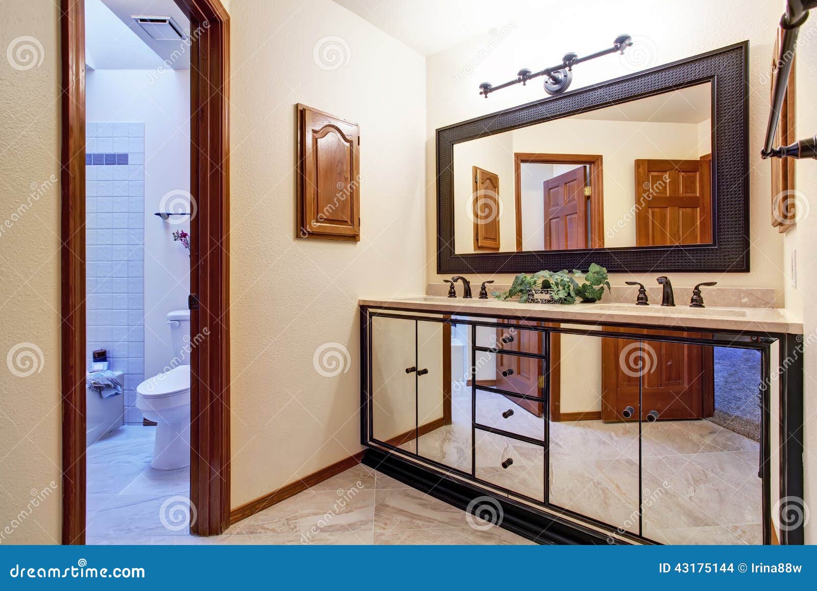 Luxury Bathroom Vanity in Mirror Trim Stock Photo Image of floor, 43175144