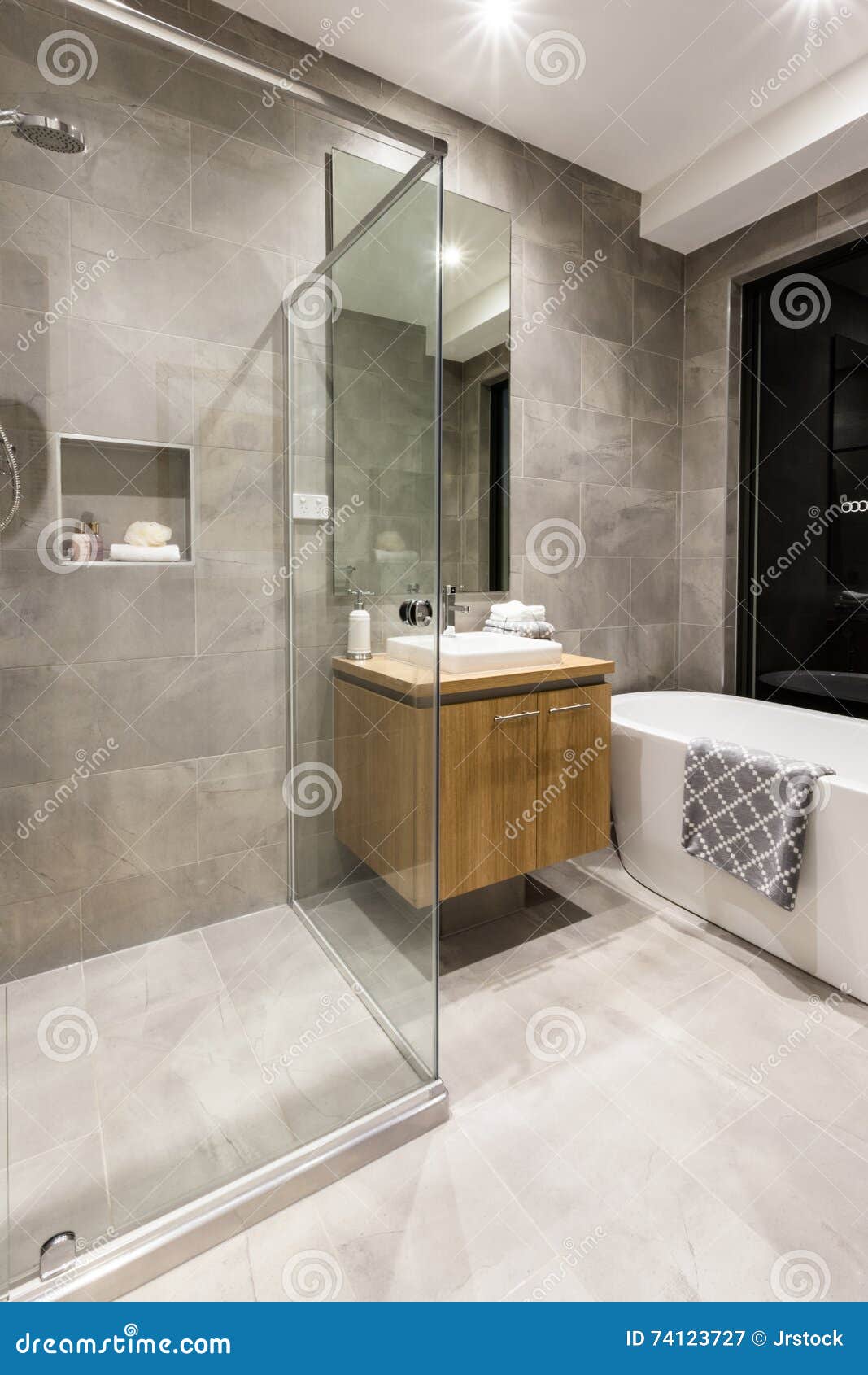 Luxury Bathroom with Water Tub and Shower Stock Image Image of indoor