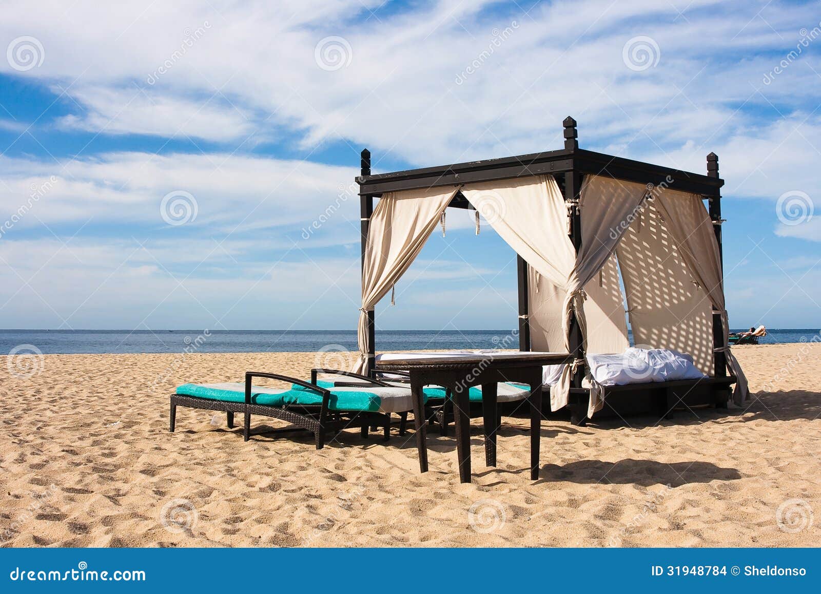 Luxury Beach Bed stock photo. Image of beach, suntan 31948784