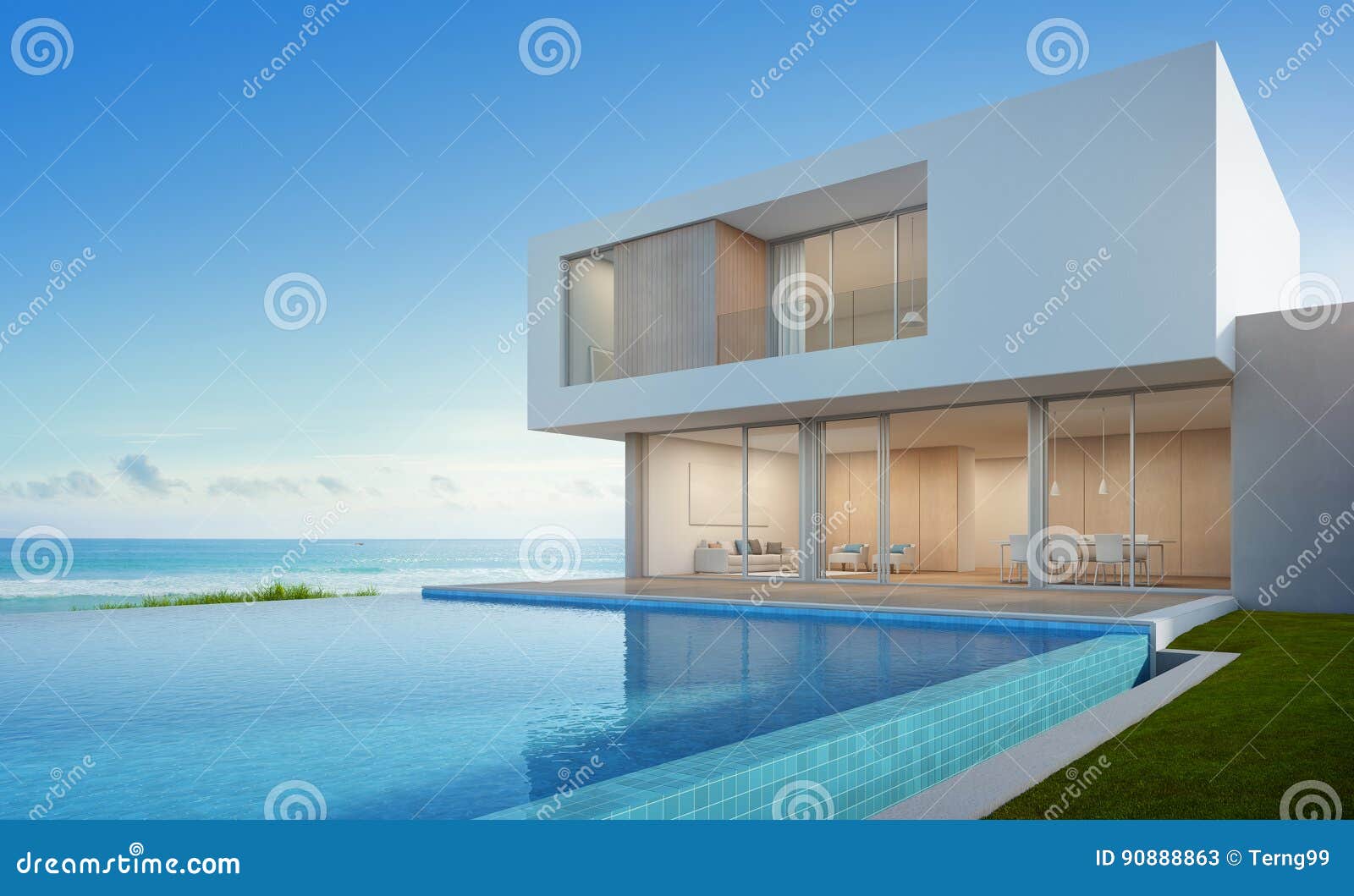 luxury beach house with sea view swimming pool in modern , vacation home for big family