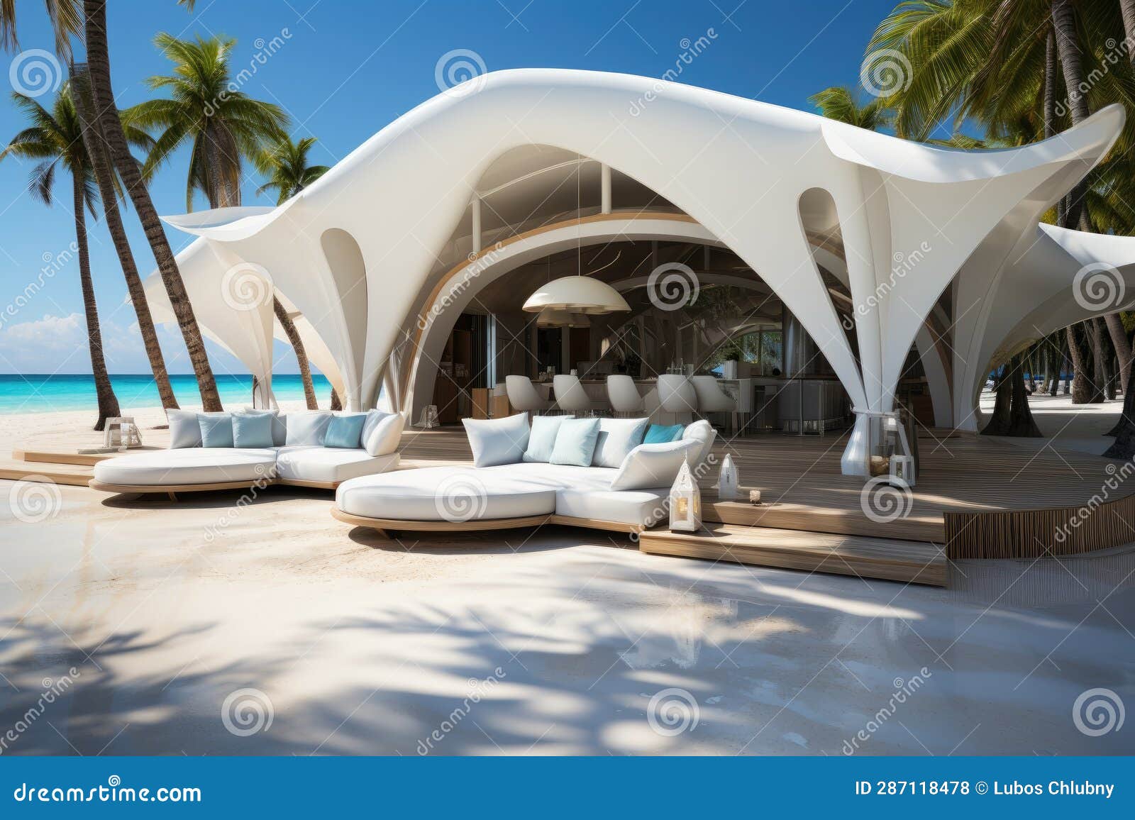 Luxury Beach Tents Canopies on White Sandy Beach Stock Illustration Illustration of luxury