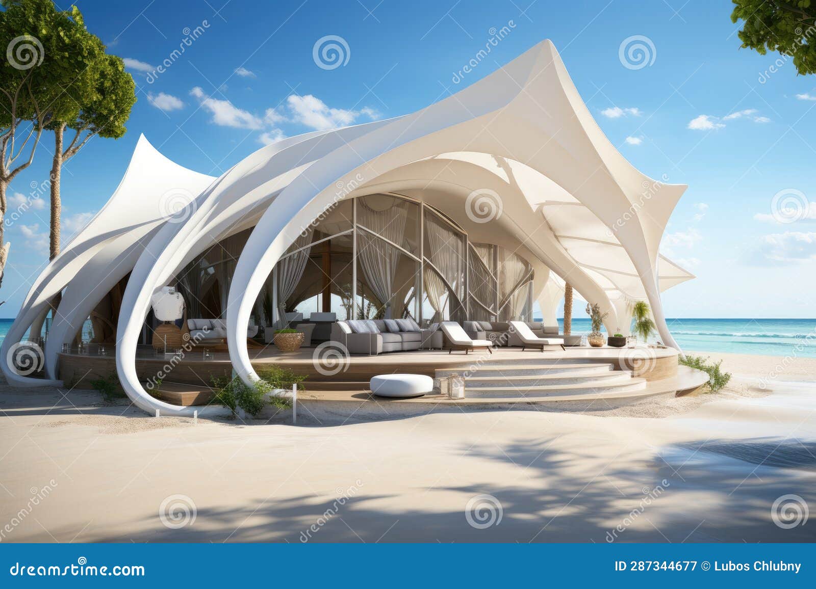 Luxury Beach Tents Canopies on White Sandy Beach Stock Illustration Illustration of beach