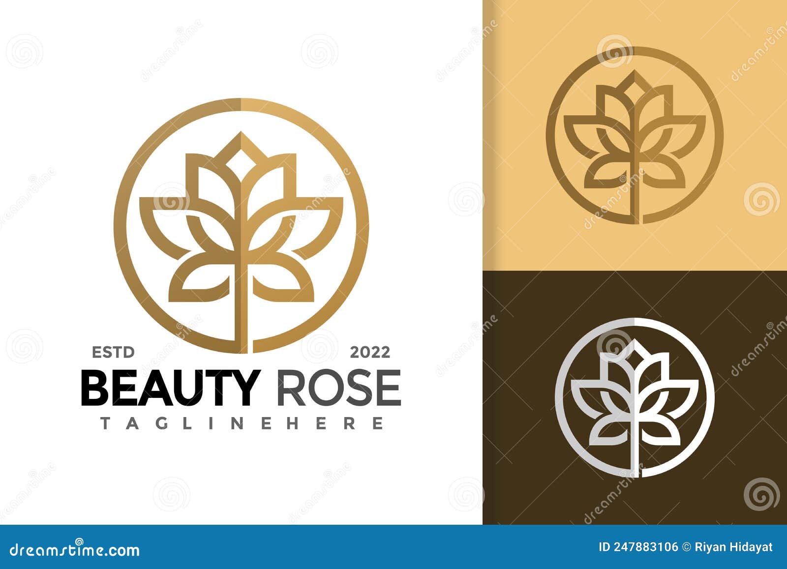 Luxury Beauty Rose Logo Design Vector Template Stock Vector