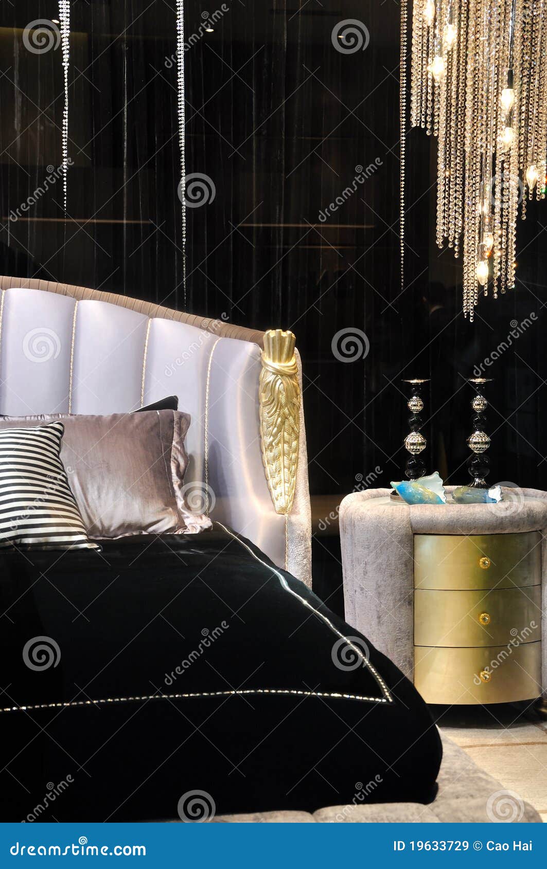 Luxury bed and night table stock image. Image of featured 19633729