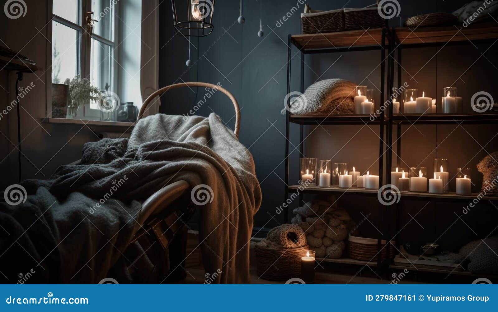 Luxury Bedroom with Cozy Candlelight, Modern Design, and Natural