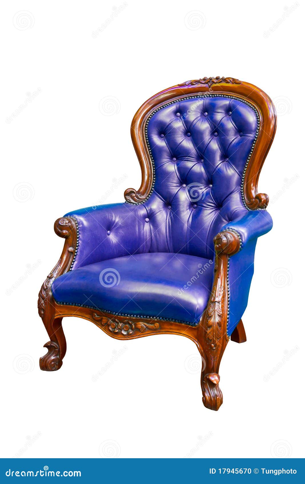 Luxury Blue Leather Armchair Isolated Stock Photo Image of luxurious