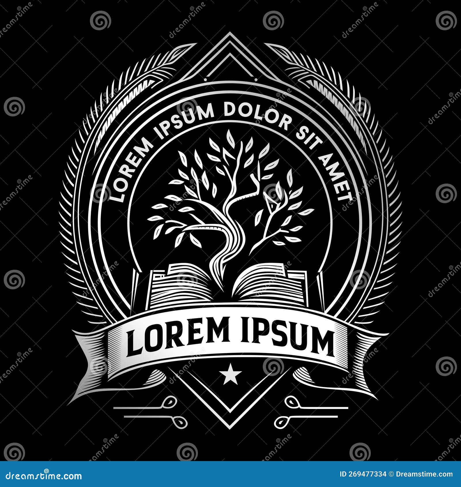 Luxury book tree logo stock vector. Illustration of natural 269477334