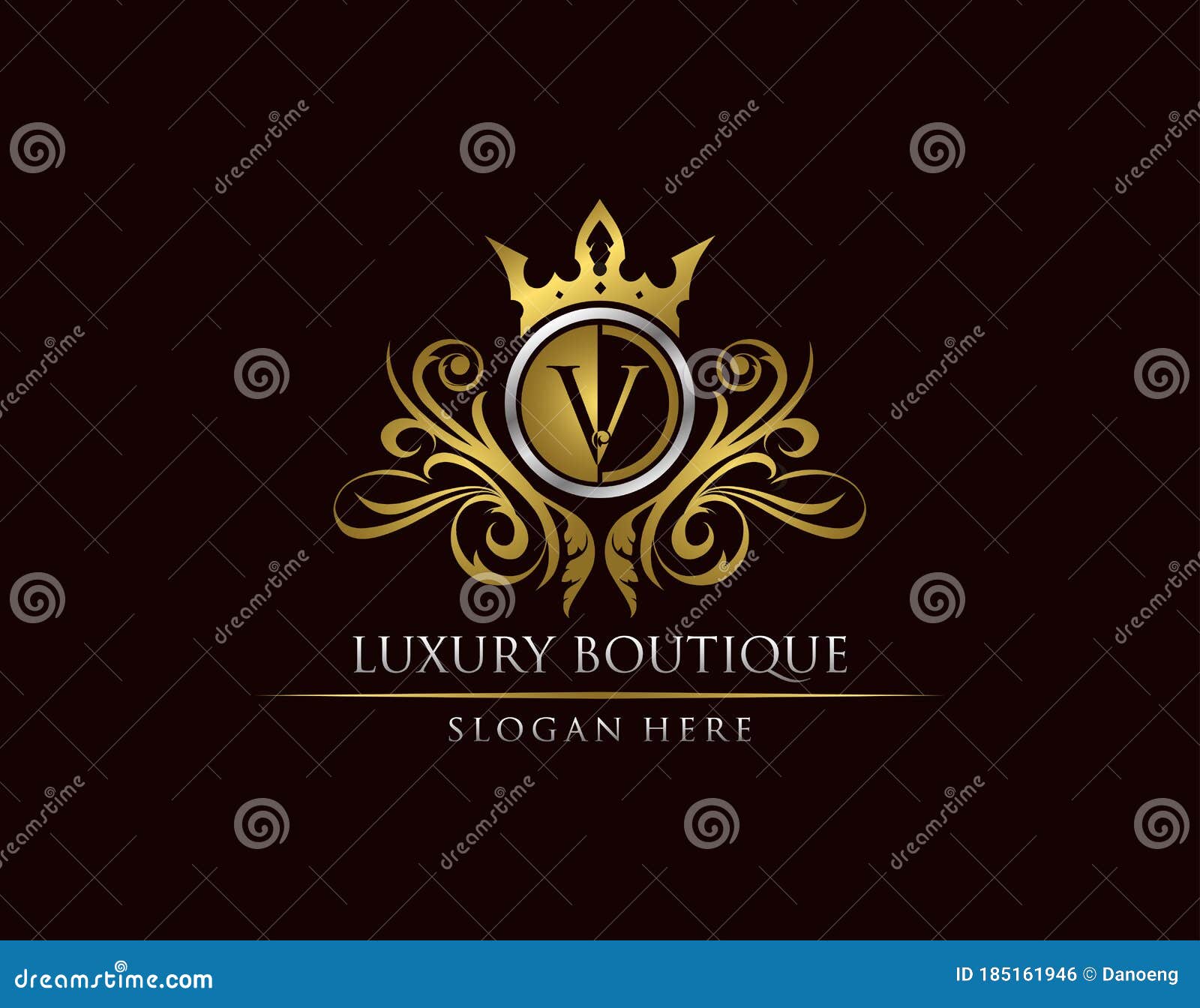 Luxury Boutique V Letter Logo Circle Gold Crown V Classic Bagde Design Stock Vector Illustration Of Initials Badge