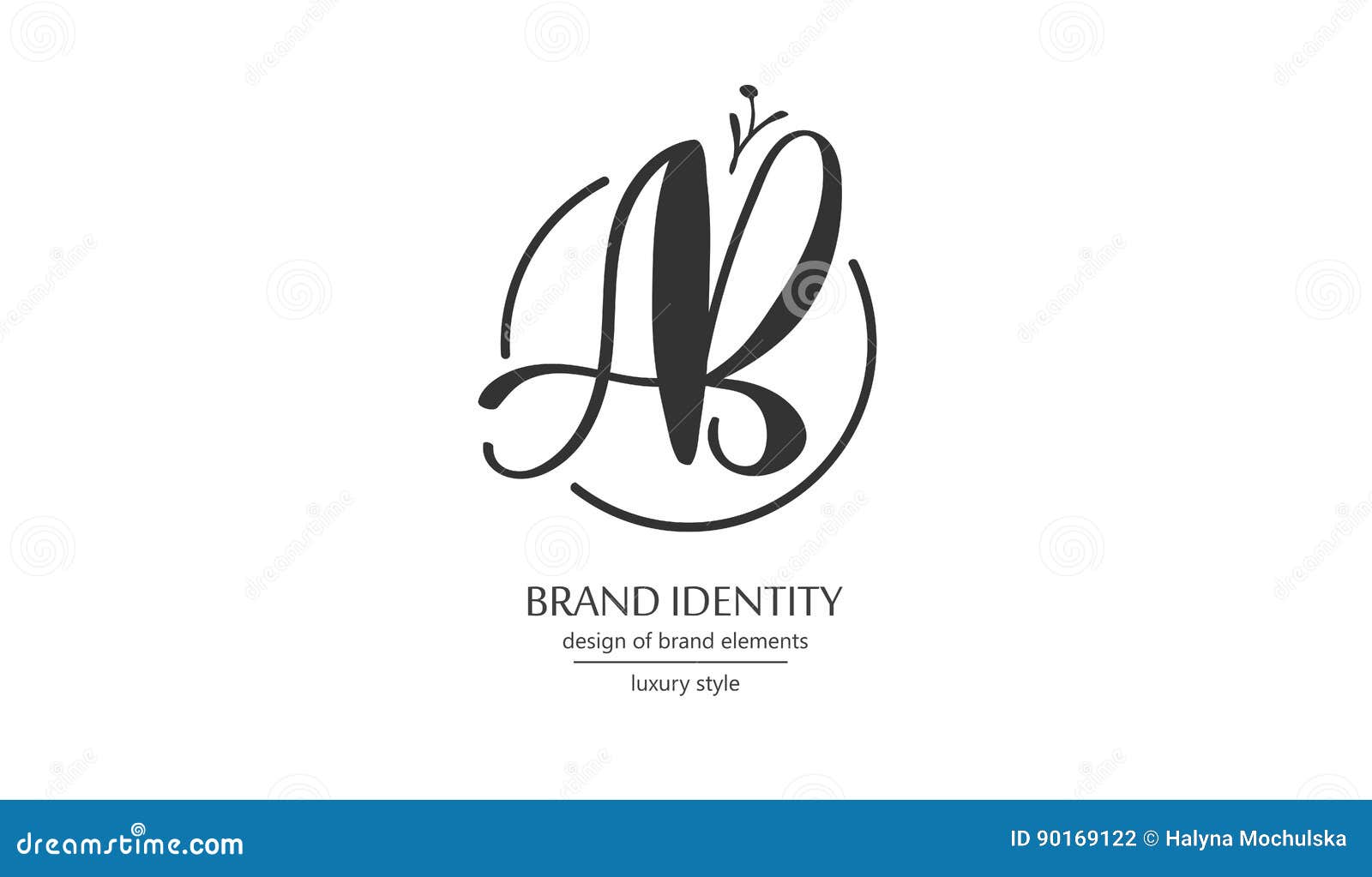 luxury brand identity. calligraphy ab letters - sophisticated logo .