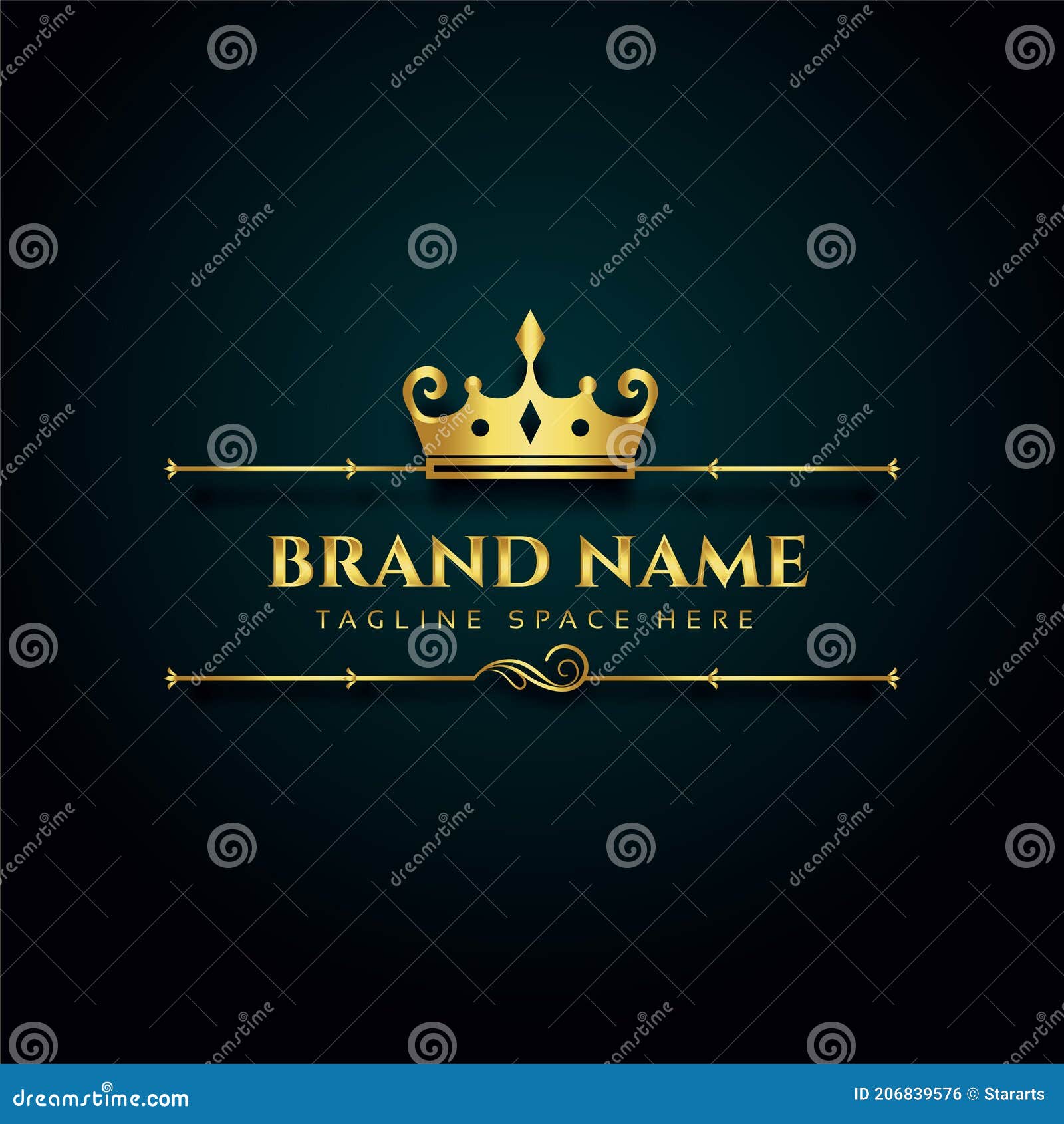 Luxury Brand Logo with Golden Crown Design Stock Vector - Illustration ...