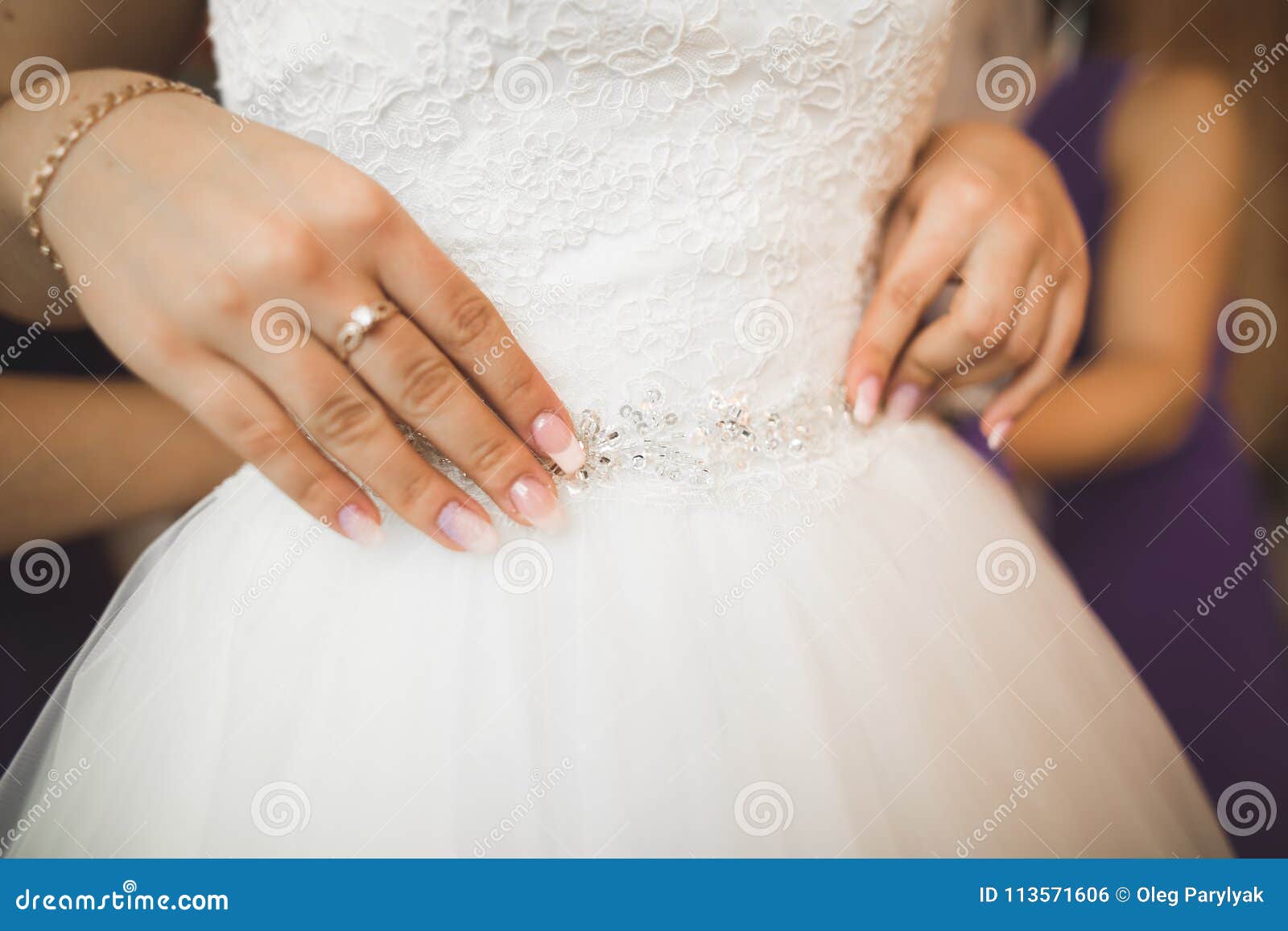 Luxury Bride In White Dress Posing While Preparing For The Wedding