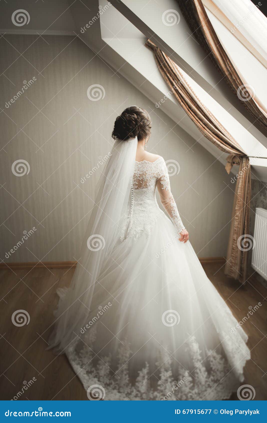 Luxury Bride in White Dress Posing while Preparing for the Wedding Ceremony Stock Image Image