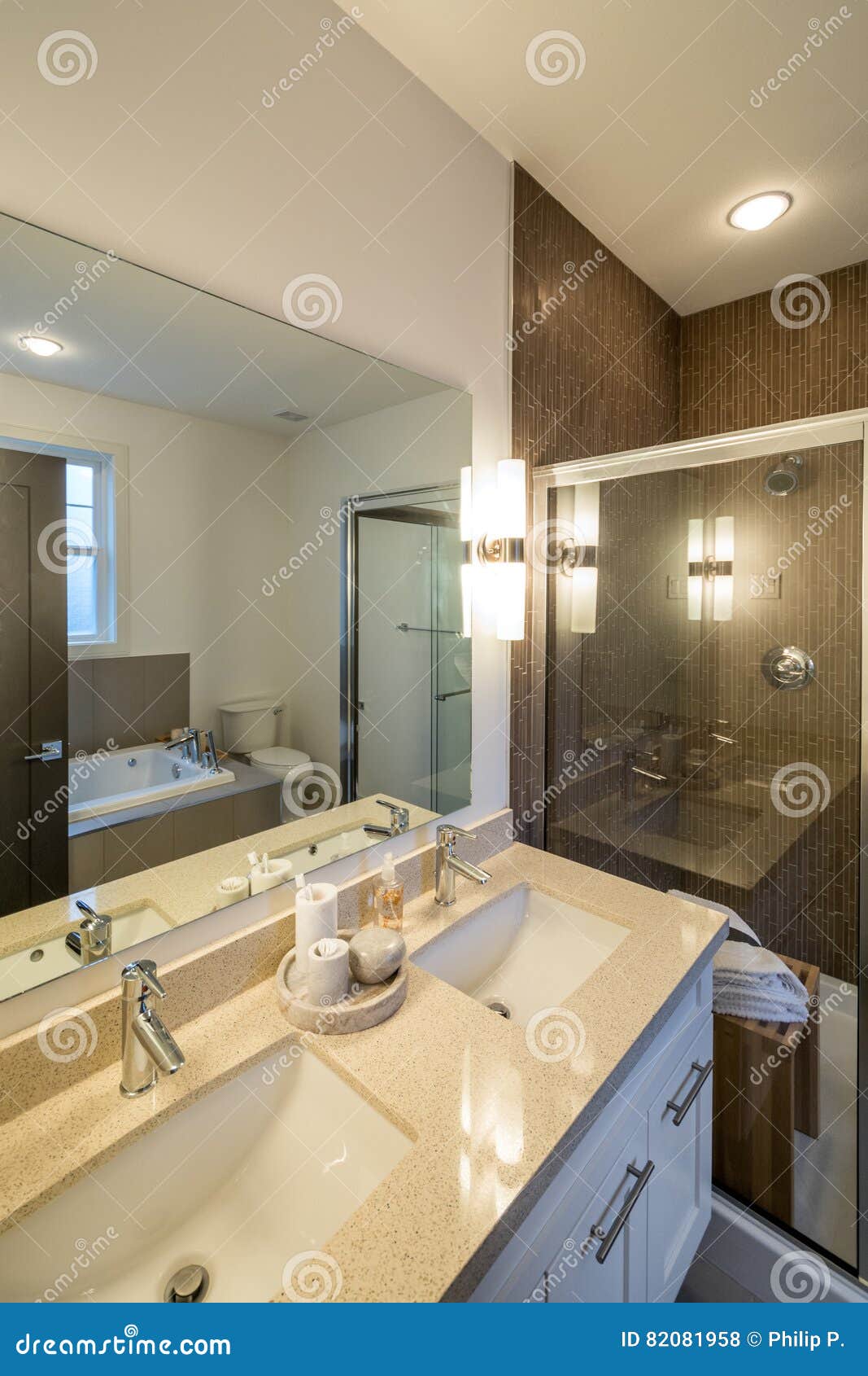 Luxury Bright Bathroom with a Shower Cabin Stock Photo Image of home