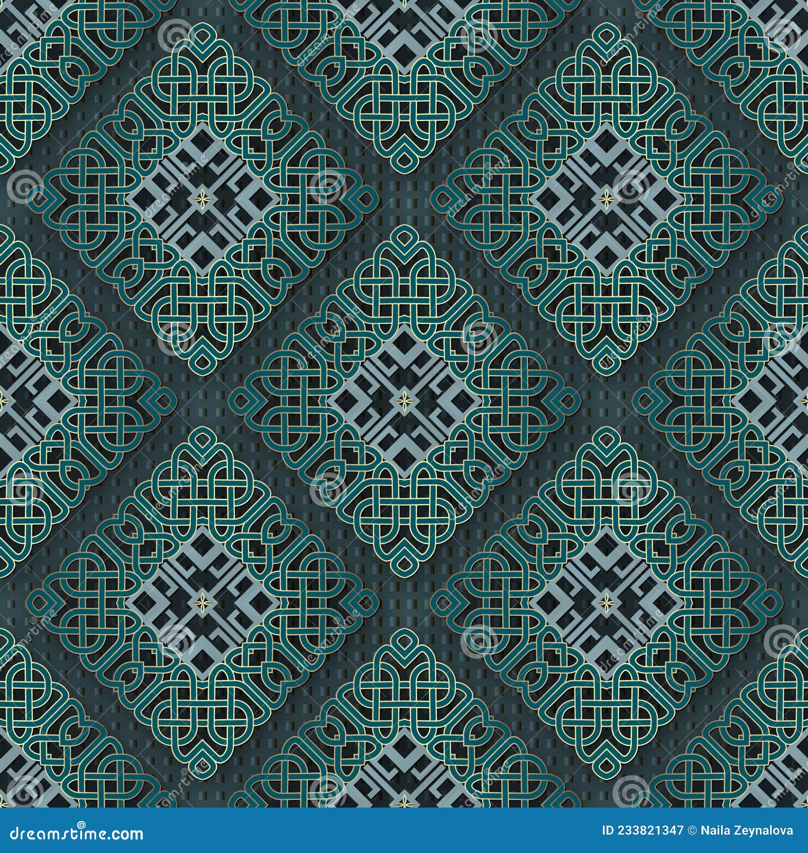 Luxury Celtic Seamless Pattern. Ornamental Rhombus Background. Repeat ...