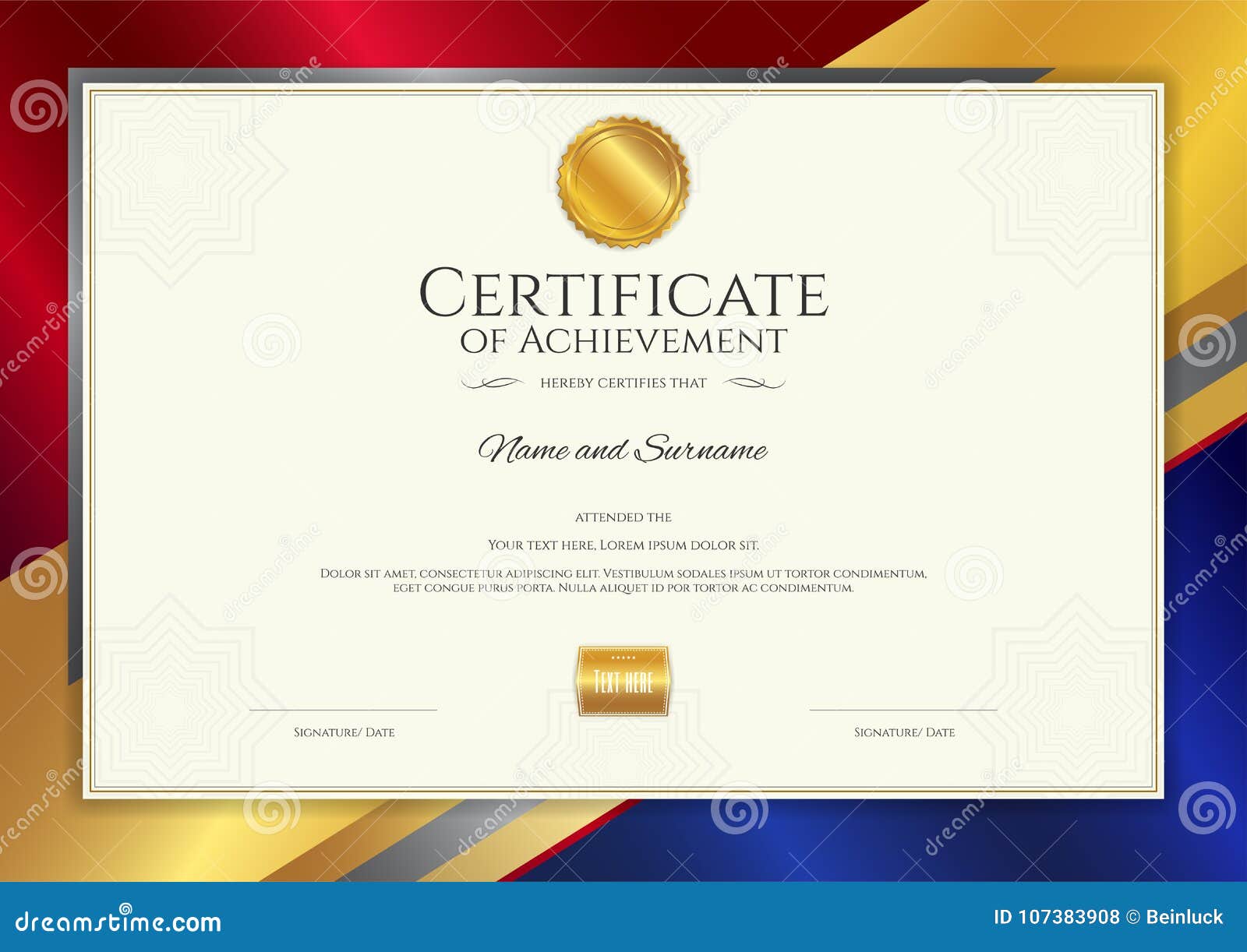luxury certificate template with elegant border frame, diploma d