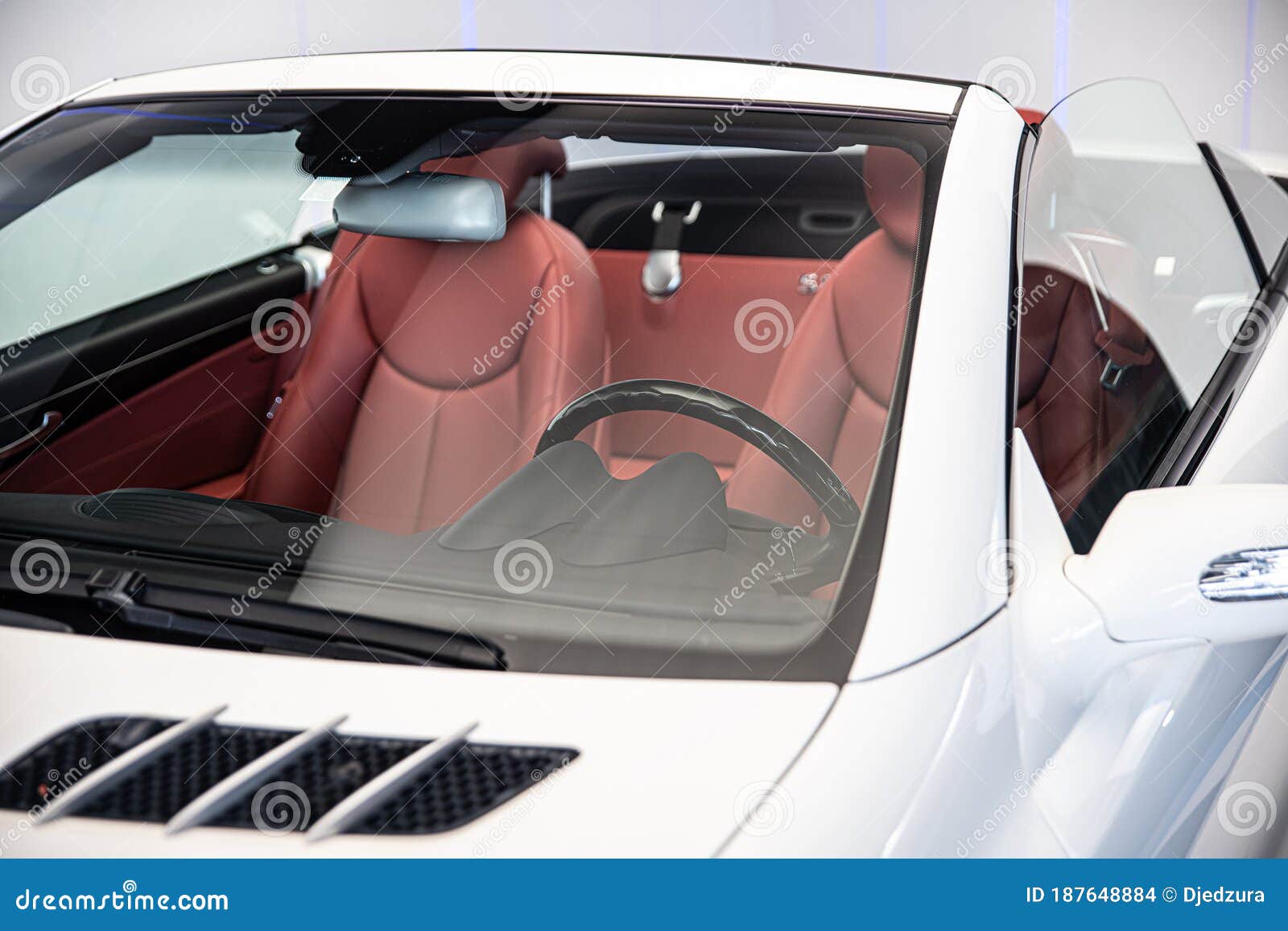 Luxury Convertible Car with Red Leather Seats Stock Photo Image of