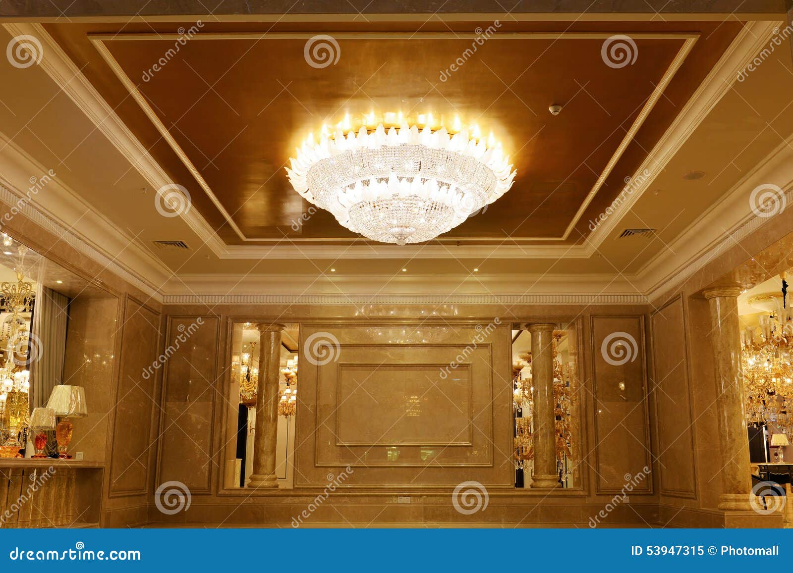 luxury crystal chandelier lighting decorated in hall