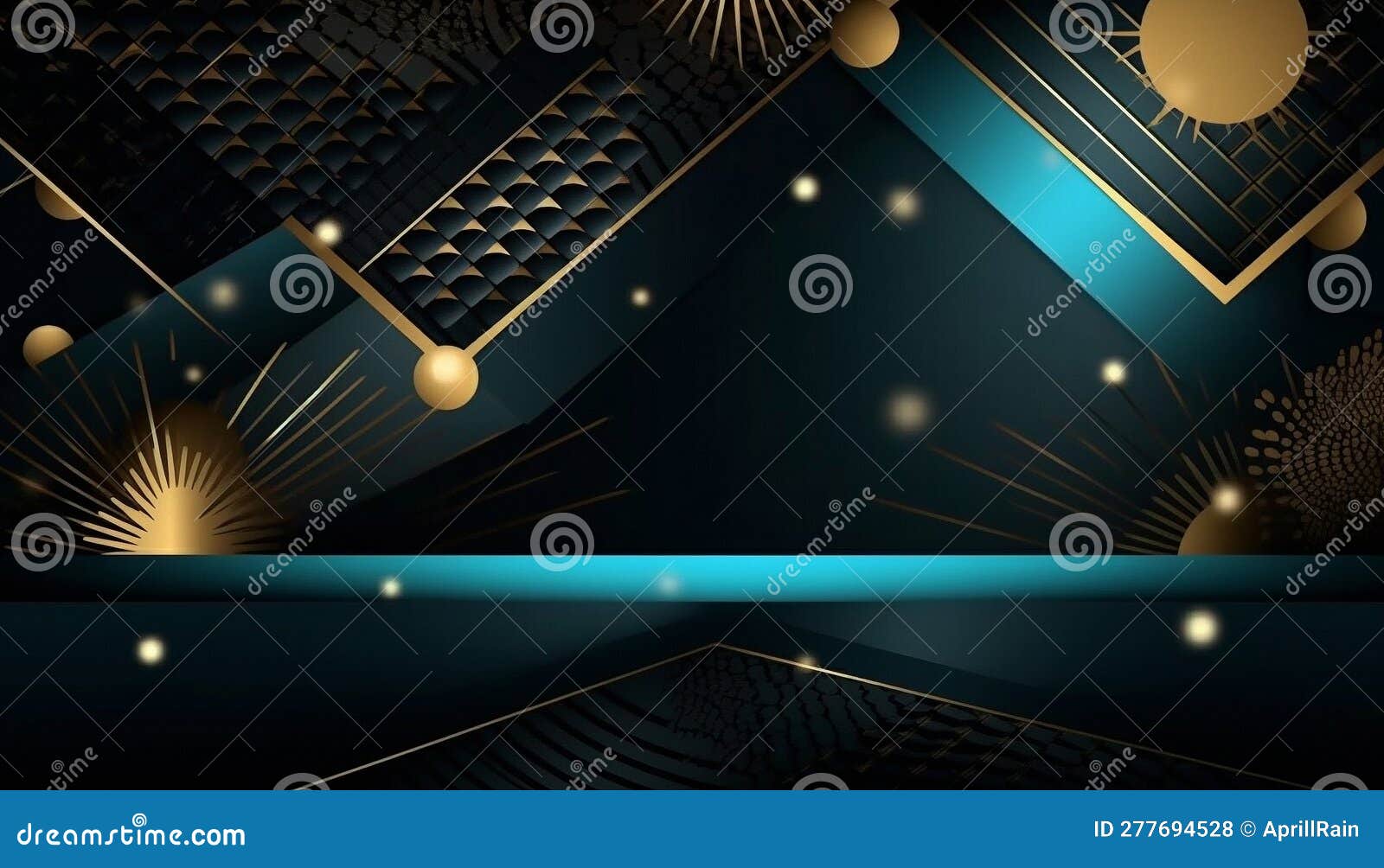 Luxury Dark Blue Background with Gold Elements Stock Illustration