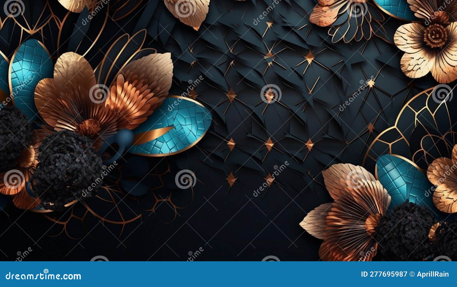 Luxury Dark Blue Background with Gold Elements Stock Illustration