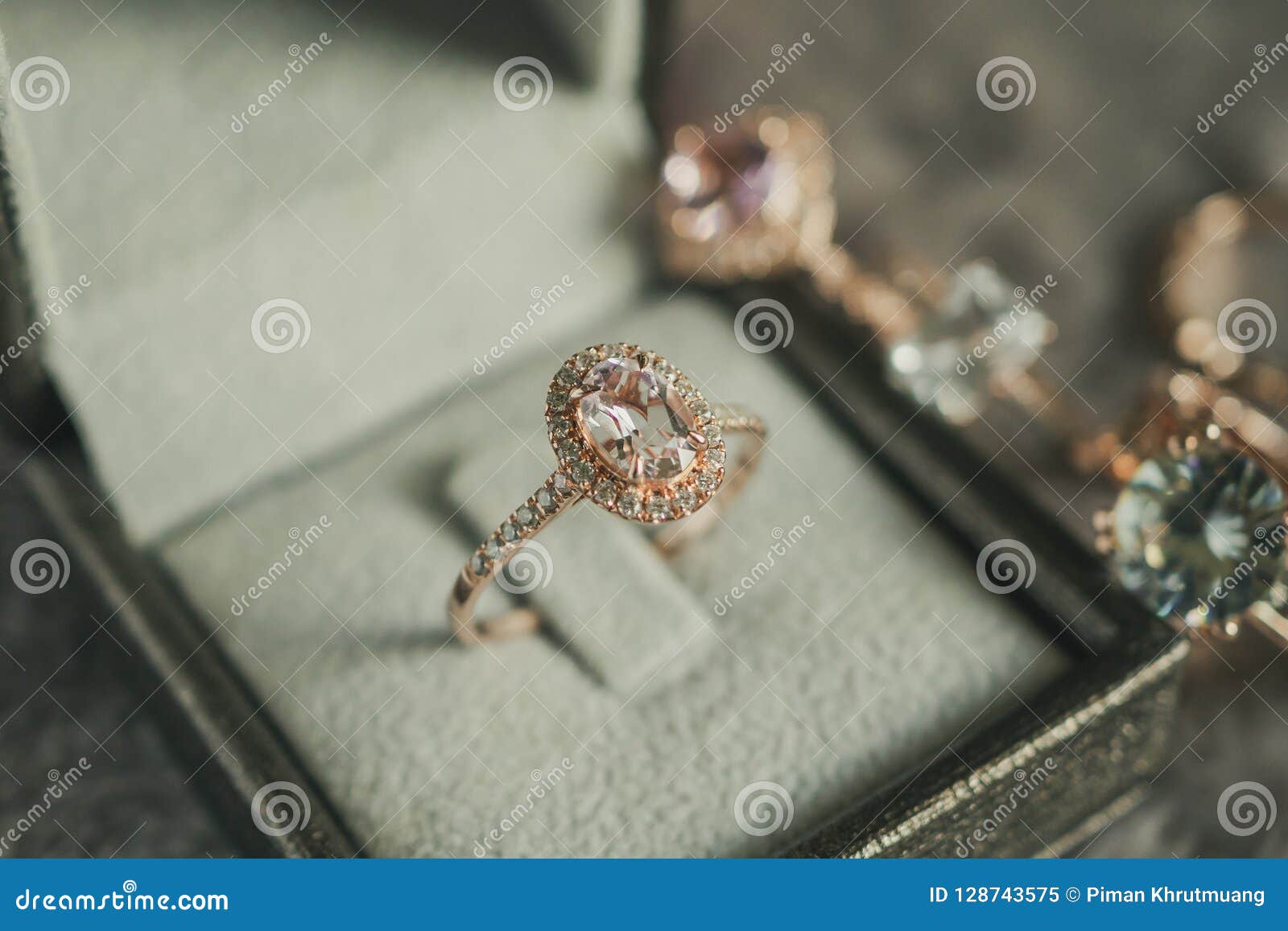 Luxury Diamond Ring in Jewelry Box Stock Image Image of gemstone