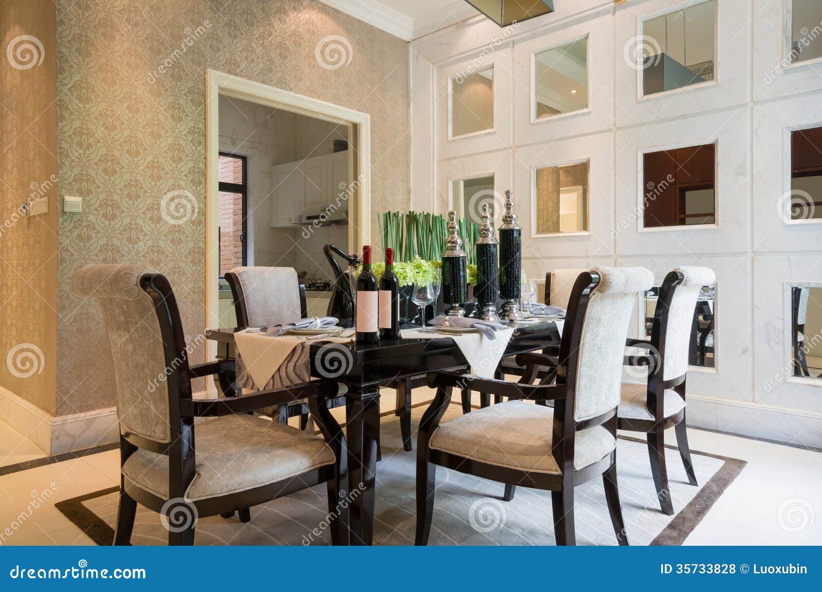 Luxury dining room stock photo. Image of home, modern 35733828