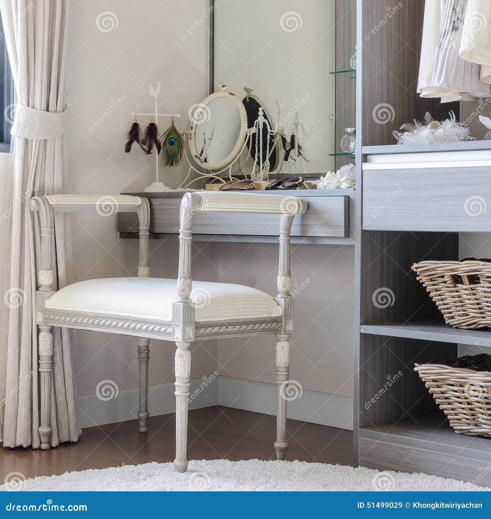 Luxury Dressing Table with Classic Chair Style Stock Image Image of