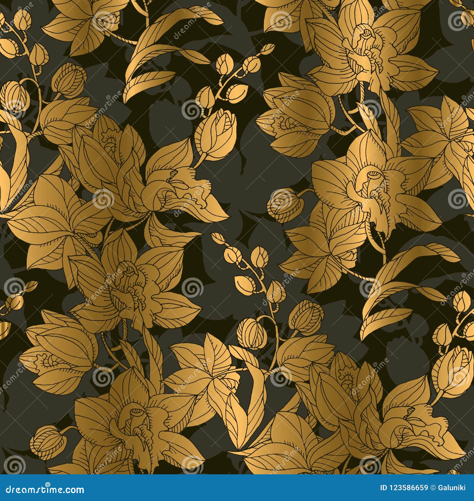 Luxury Elegant Orchid Floral Seamless Pattern Stock Vector ...