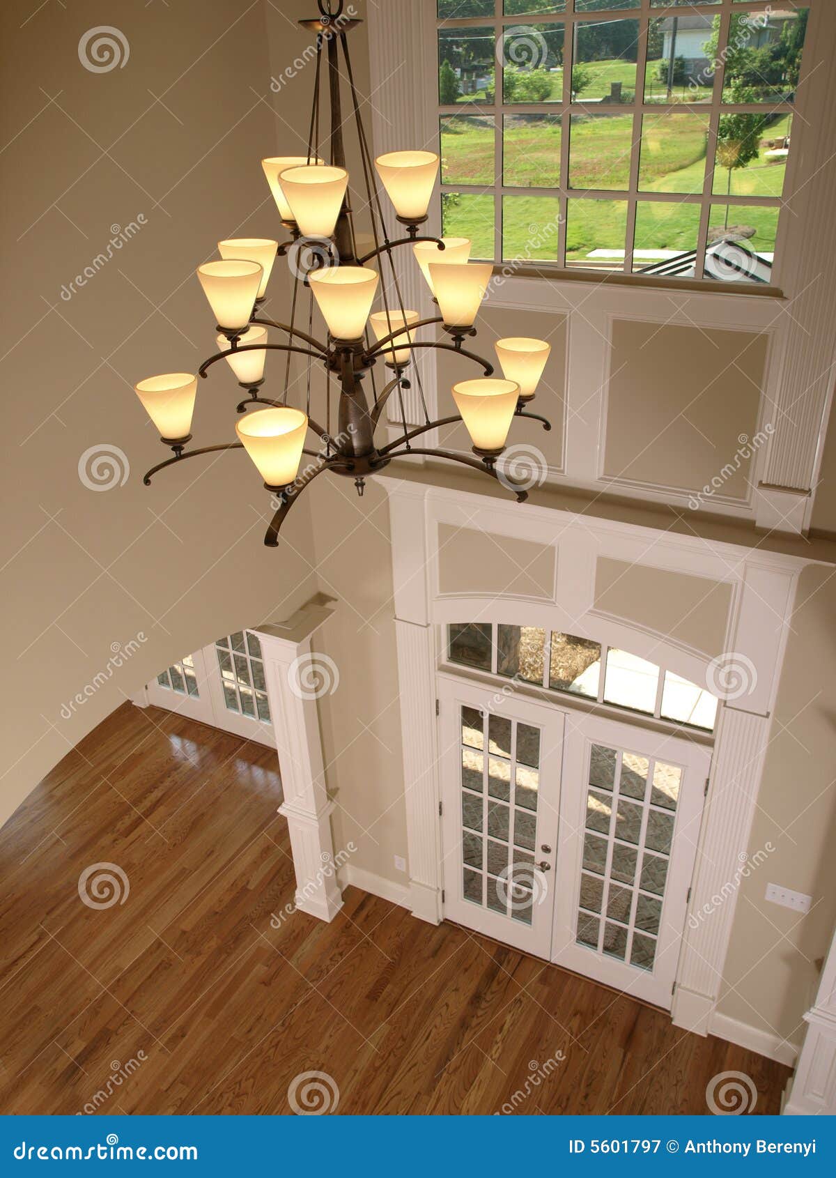 Luxury Entrance Foyer With Hanging Light Stock Image Image Of