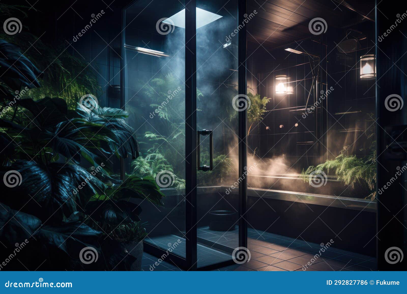 Luxury Expensive Rain Shower with Backlight Generative Ai Stock Photo