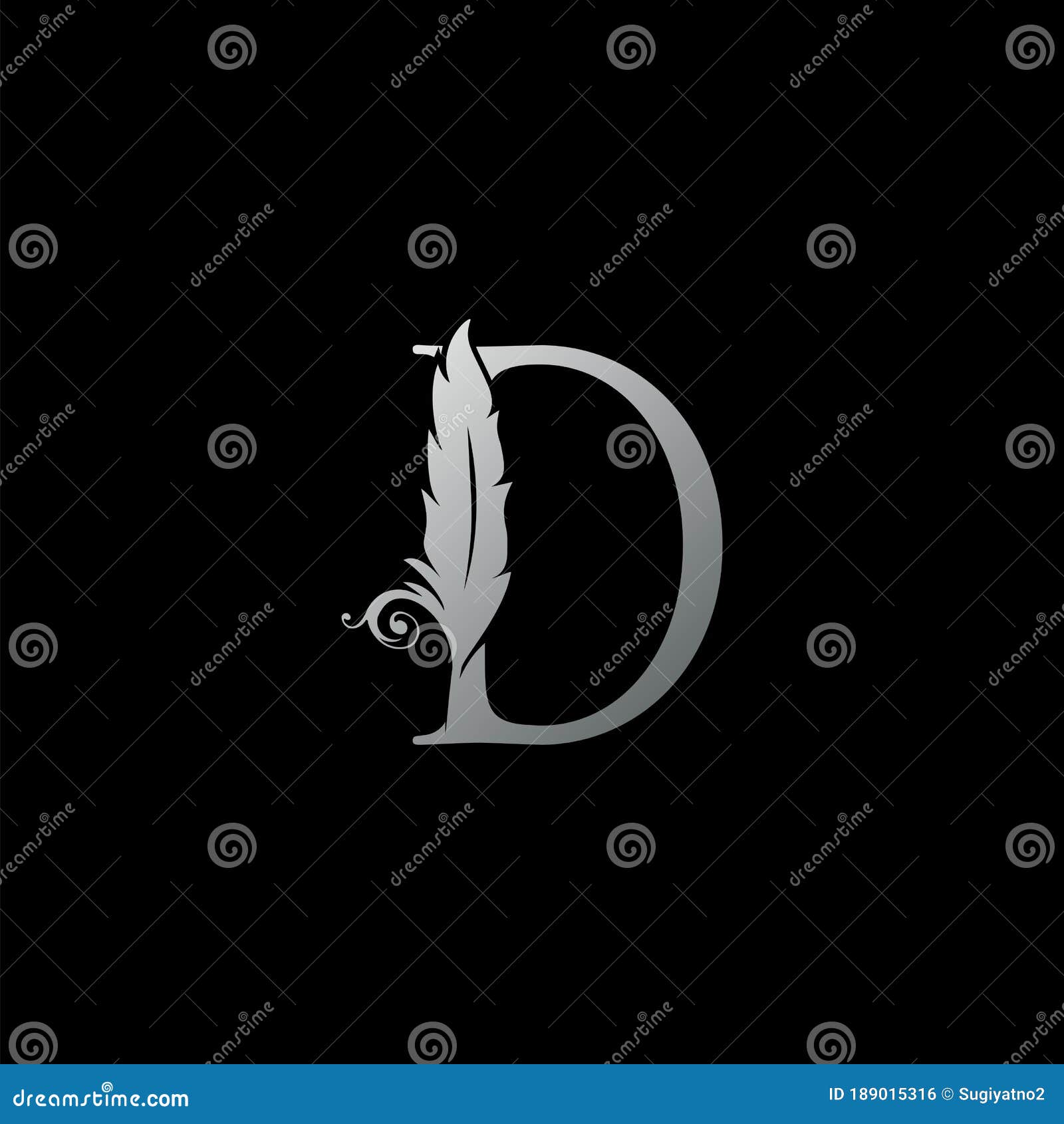 Luxury Feather Letter D Logo Icon. Monogram Design Concept for Law ...