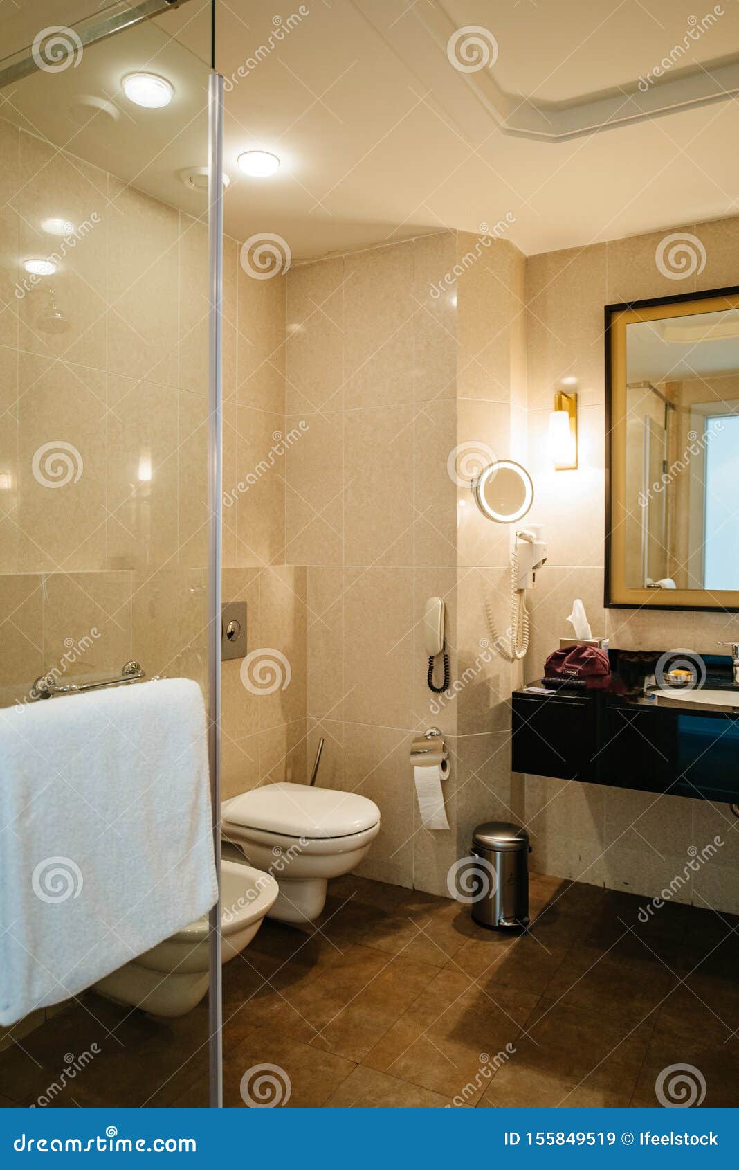 Luxury Five Star Hotel Room Bathroom Stock Image - Image of interior ...