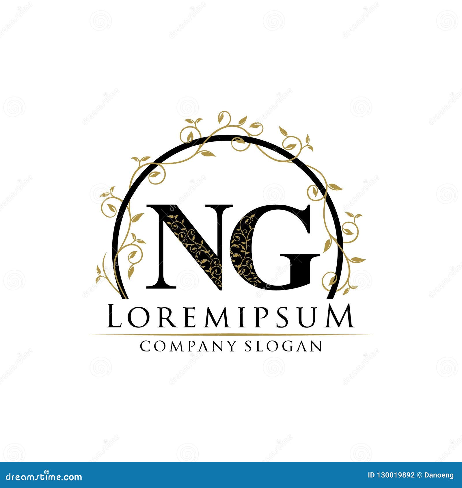 Luxury Floral Crests Ng Letter Logo Stock Illustration