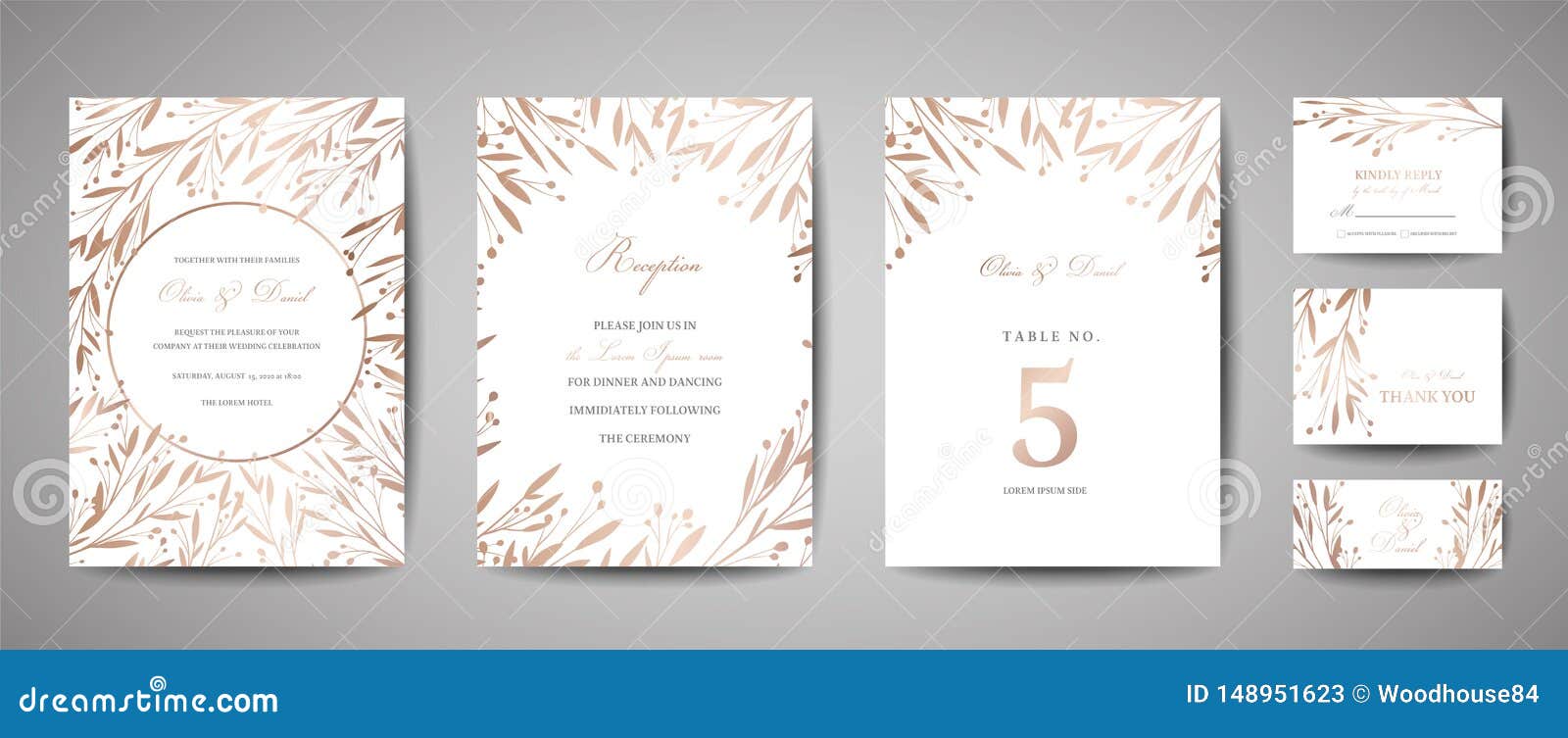 luxury flower vintage wedding save the date, invitation floral cards collection with gold foil frame. trendy cover, graphic poster