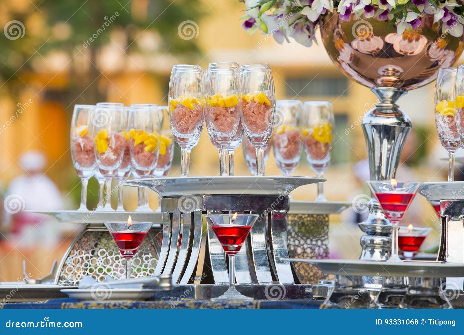 The Luxury Food and Drinks on Wedding Table. Stock Photo Image of