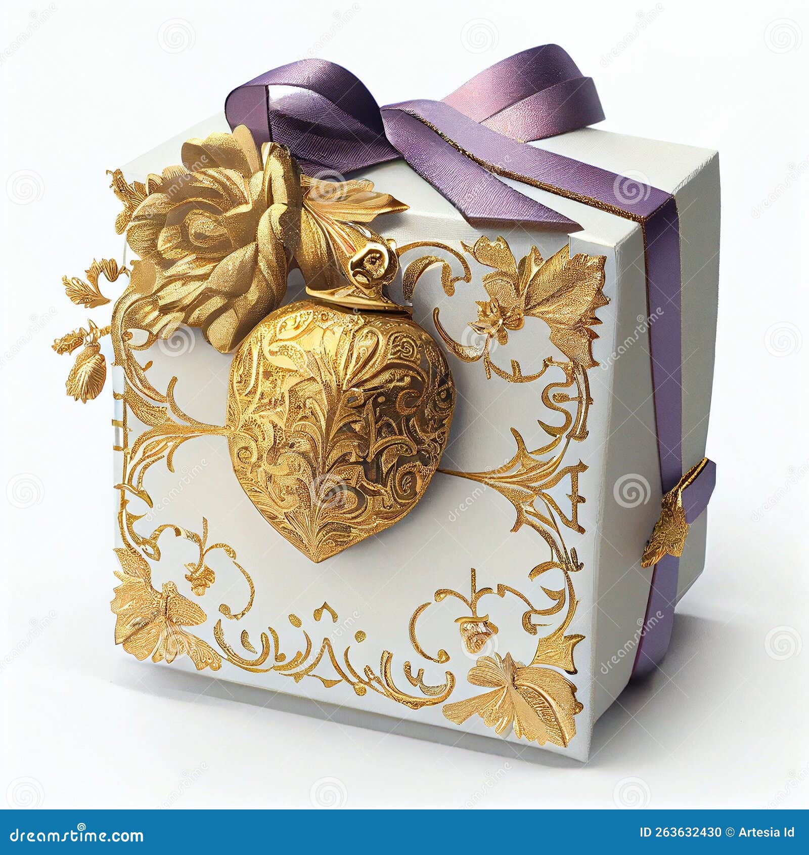 Luxury Gift Box with Ornaments Stock Illustration Illustration of
