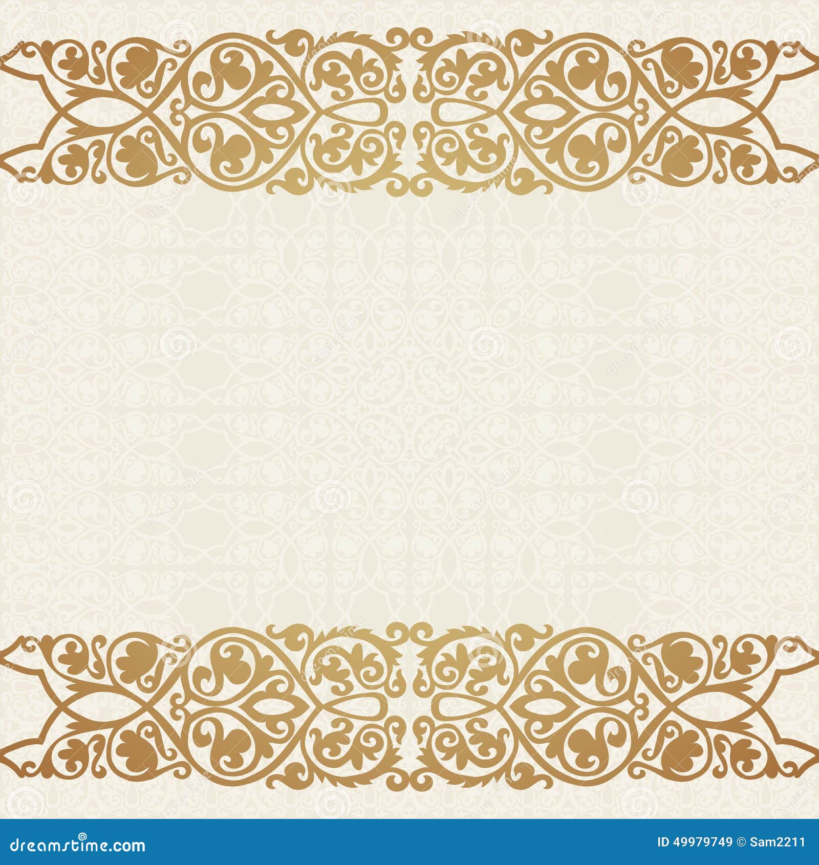 Luxury Gold Border on Seamless Background. Stock Vector - Illustration of  background, ottoman: 49979749