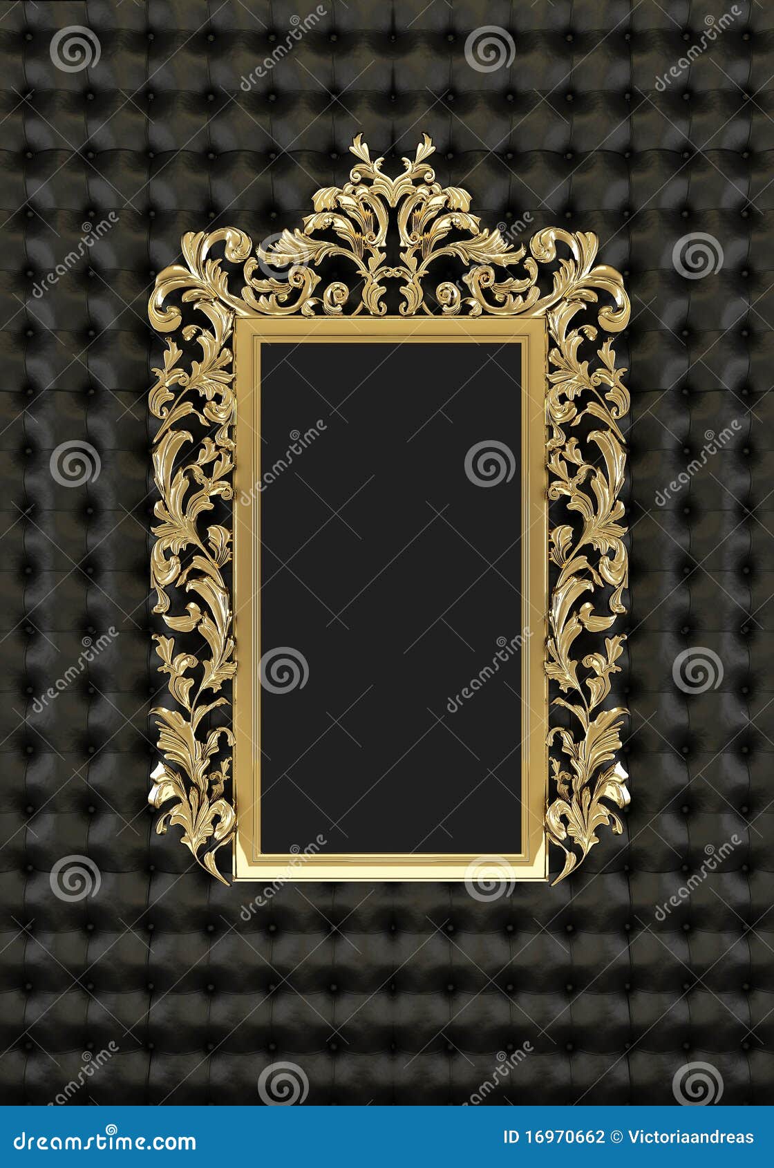 Luxury Gold Frame on the Black Background Stock Illustration