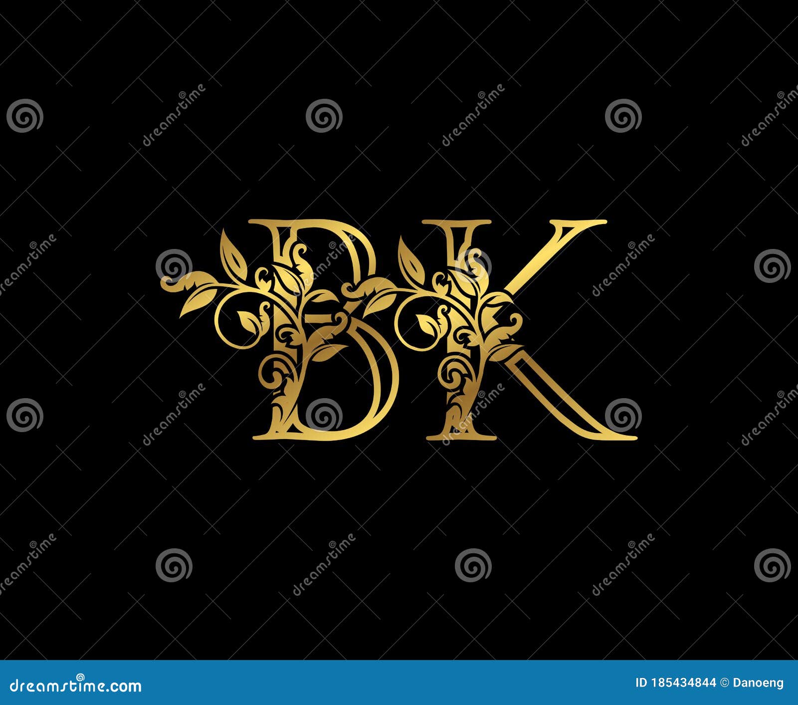 Luxury Gold Letter B,K and BK Vintage Decorative Ornament Letter Stamp ...